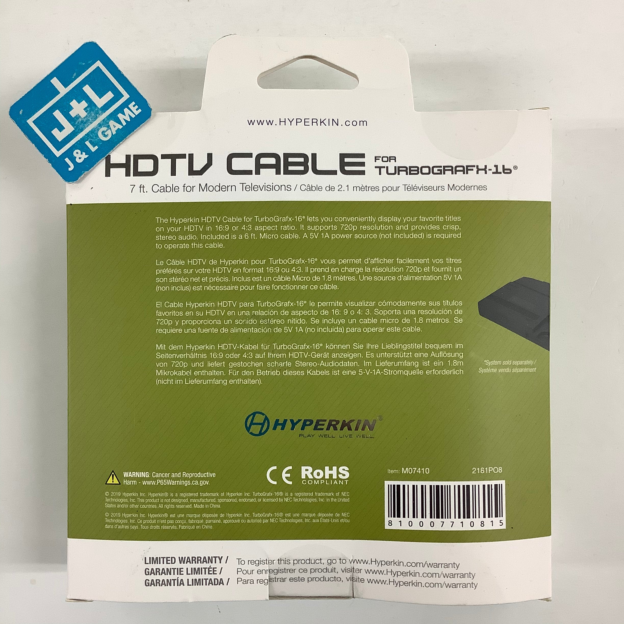 Hyperkin HDTV Cable - (TG16) Turbografx-16 Accessories Hyperkin   