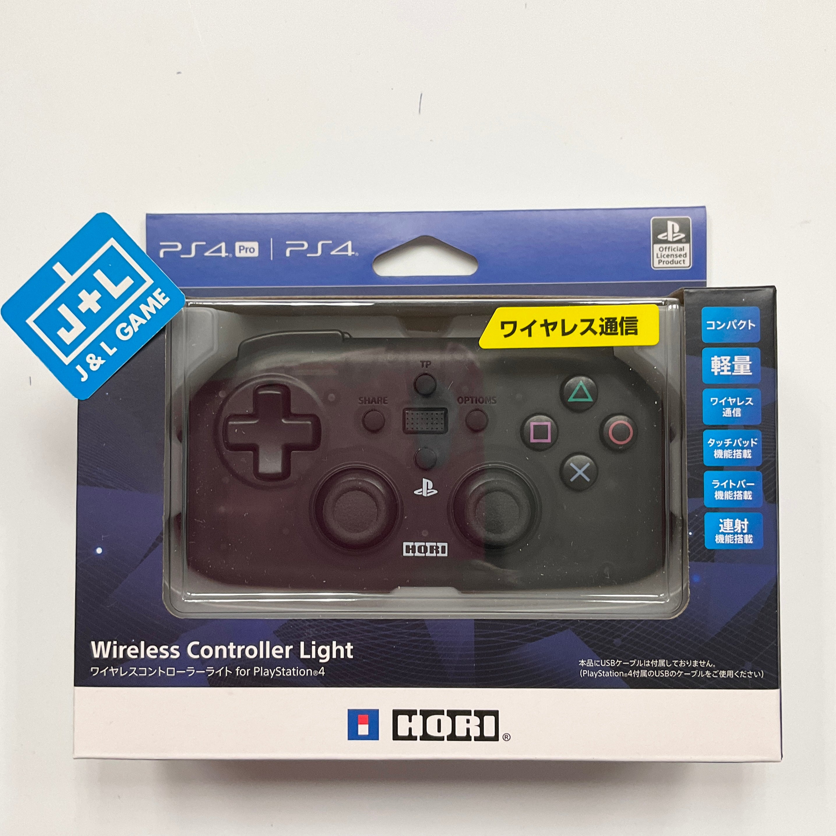 HORI PlaySation Wireless Controller Light (Black) - (PS4) PlayStation 4 Accessories HORI   