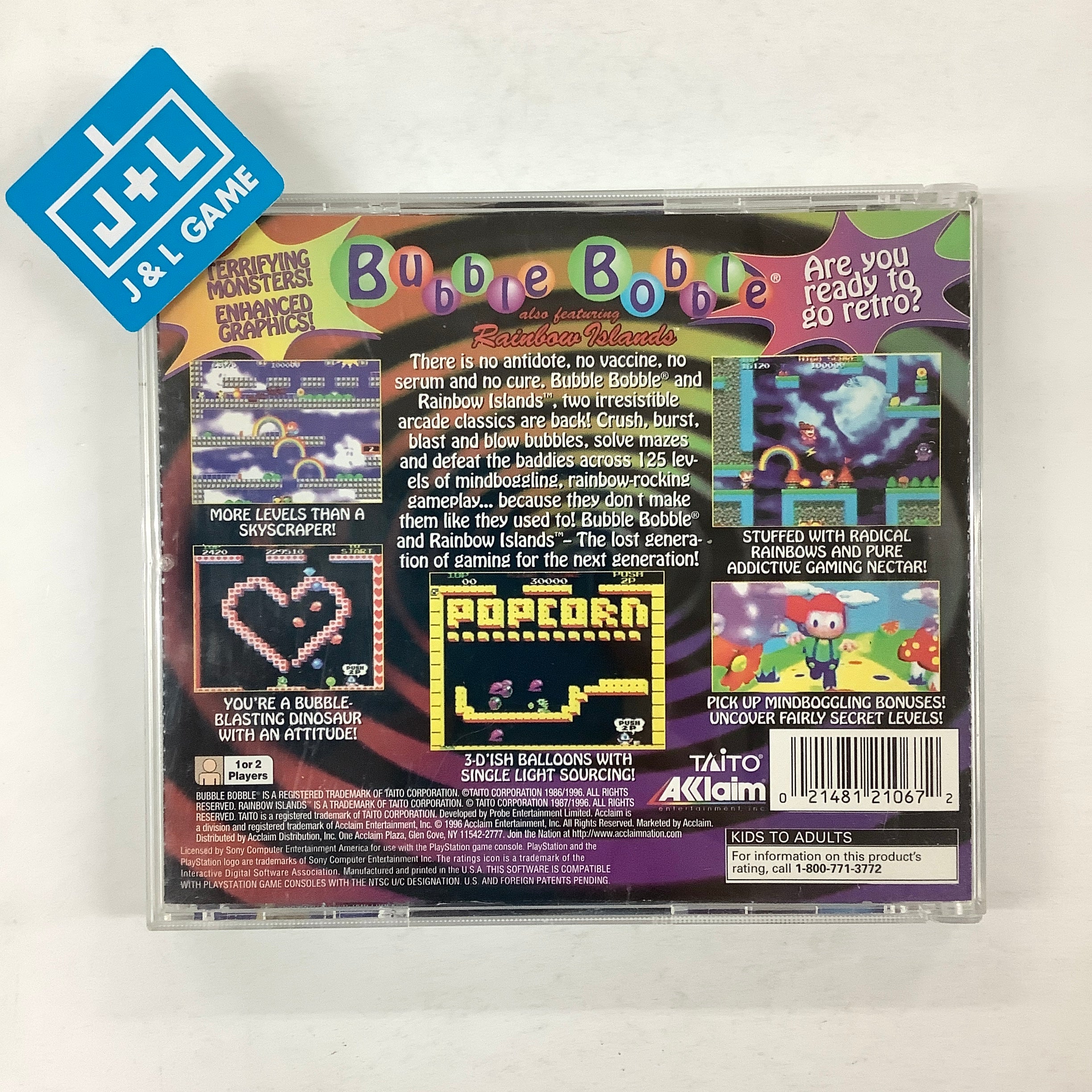 Bubble Bobble also featuring Rainbow Islands - (PS1) PlayStation 1 [Pre-Owned] Video Games Acclaim   