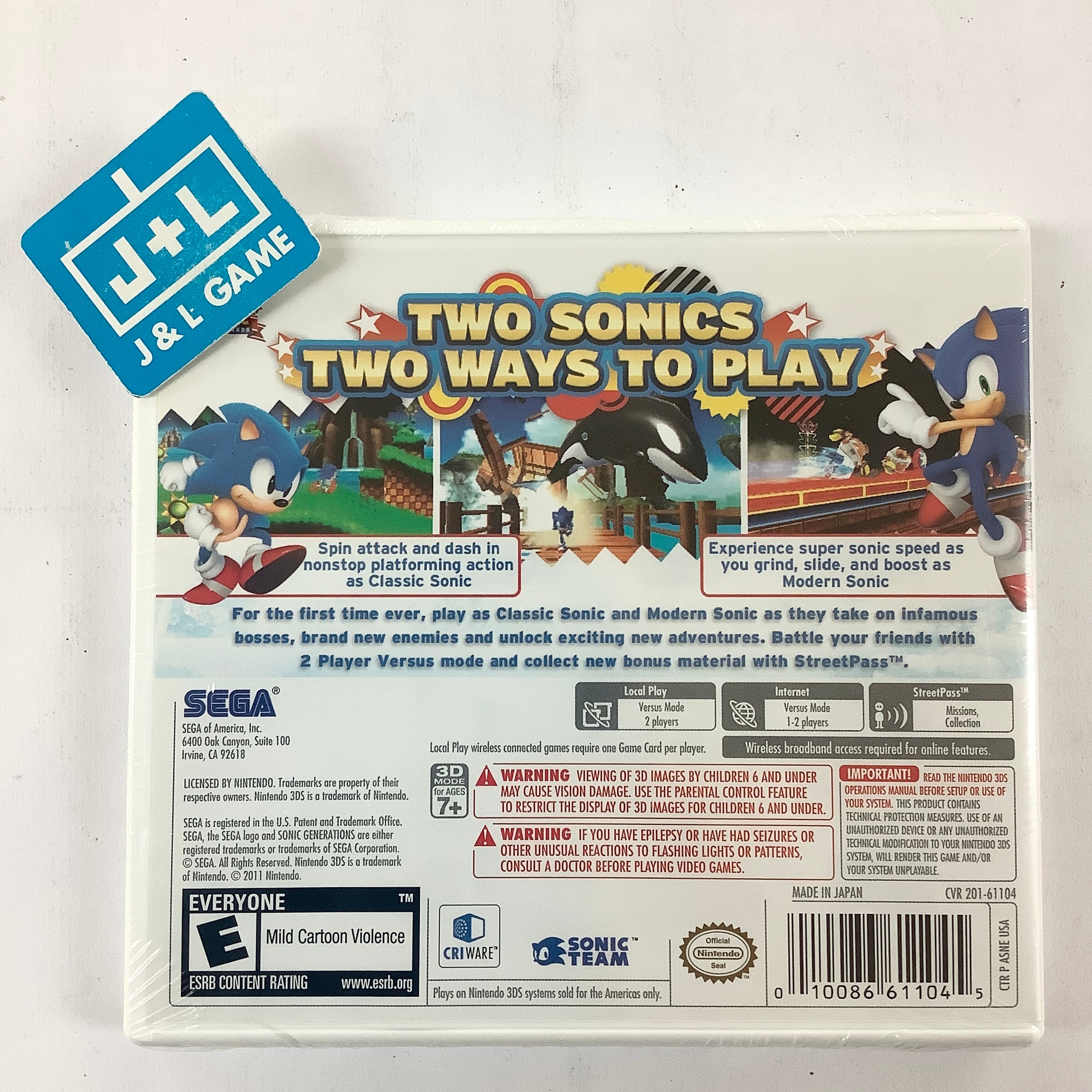 Sonic Generations - Nintendo 3DS Video Games Sega   
