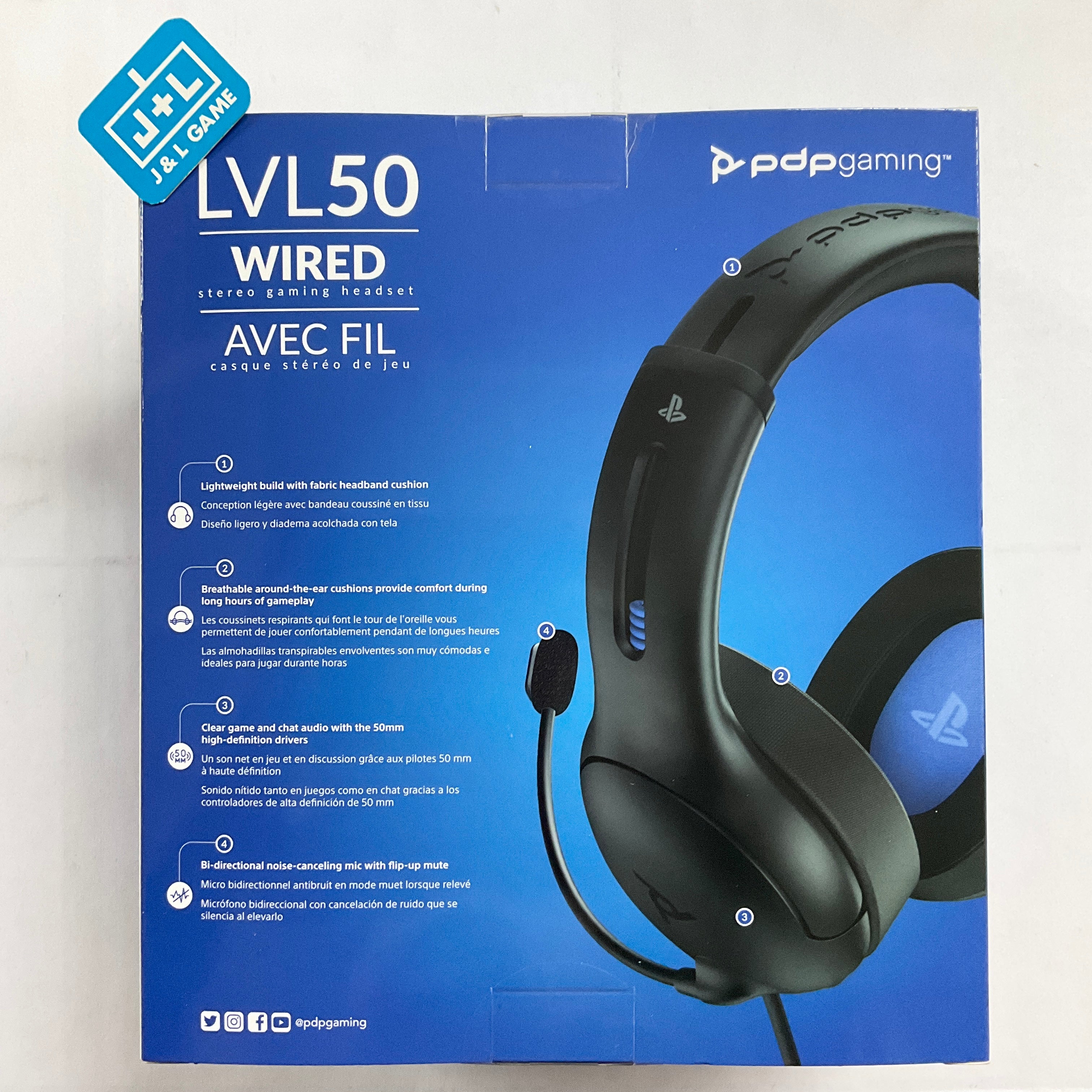 PDP Gaming LVL50 Wired Headset (Black) - (PS4) Playstation 4 Accessories PDP   