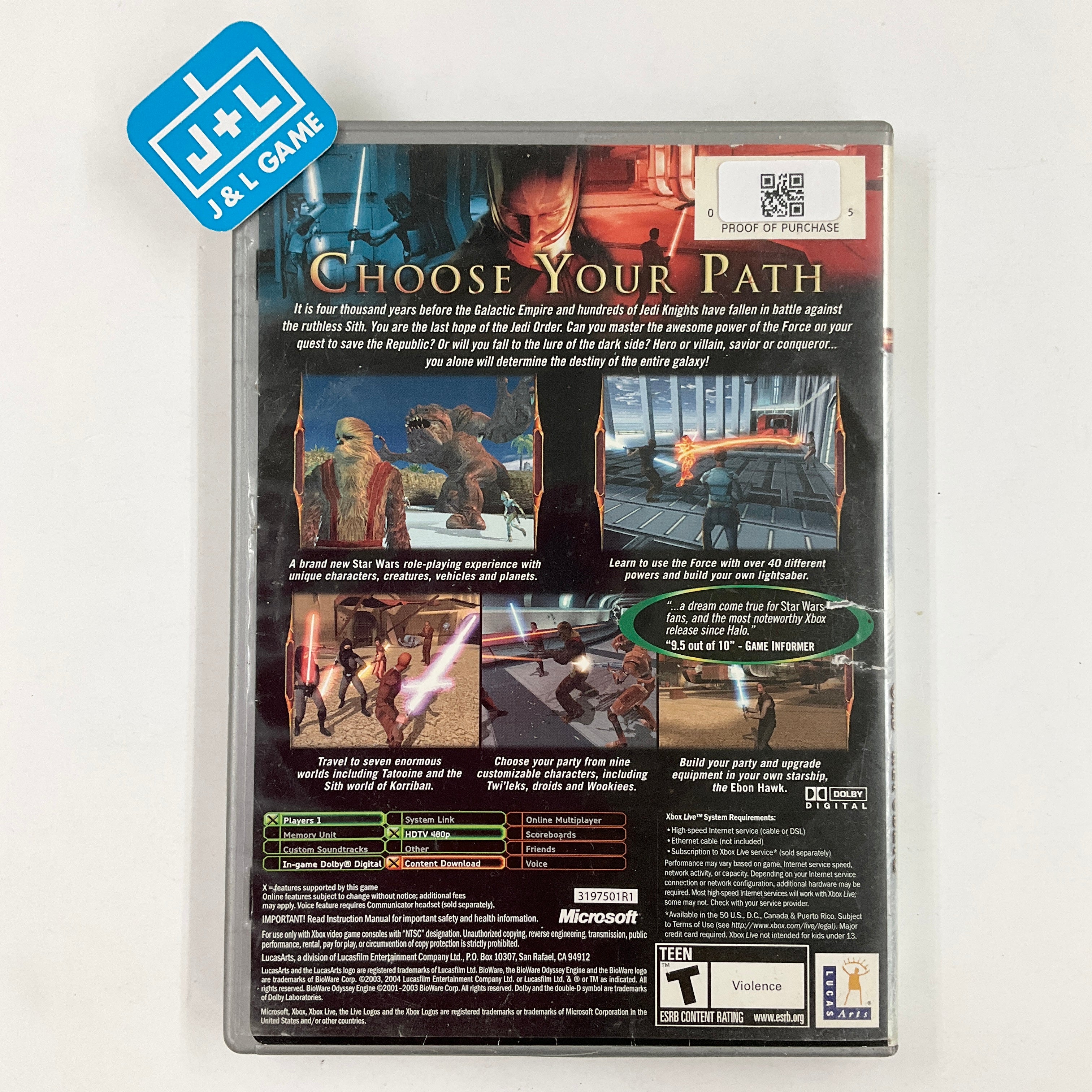 Star Wars: Knights of the Old Republic (Platinum Hits) - (XB) Xbox [Pre-Owned] Video Games LucasArts   