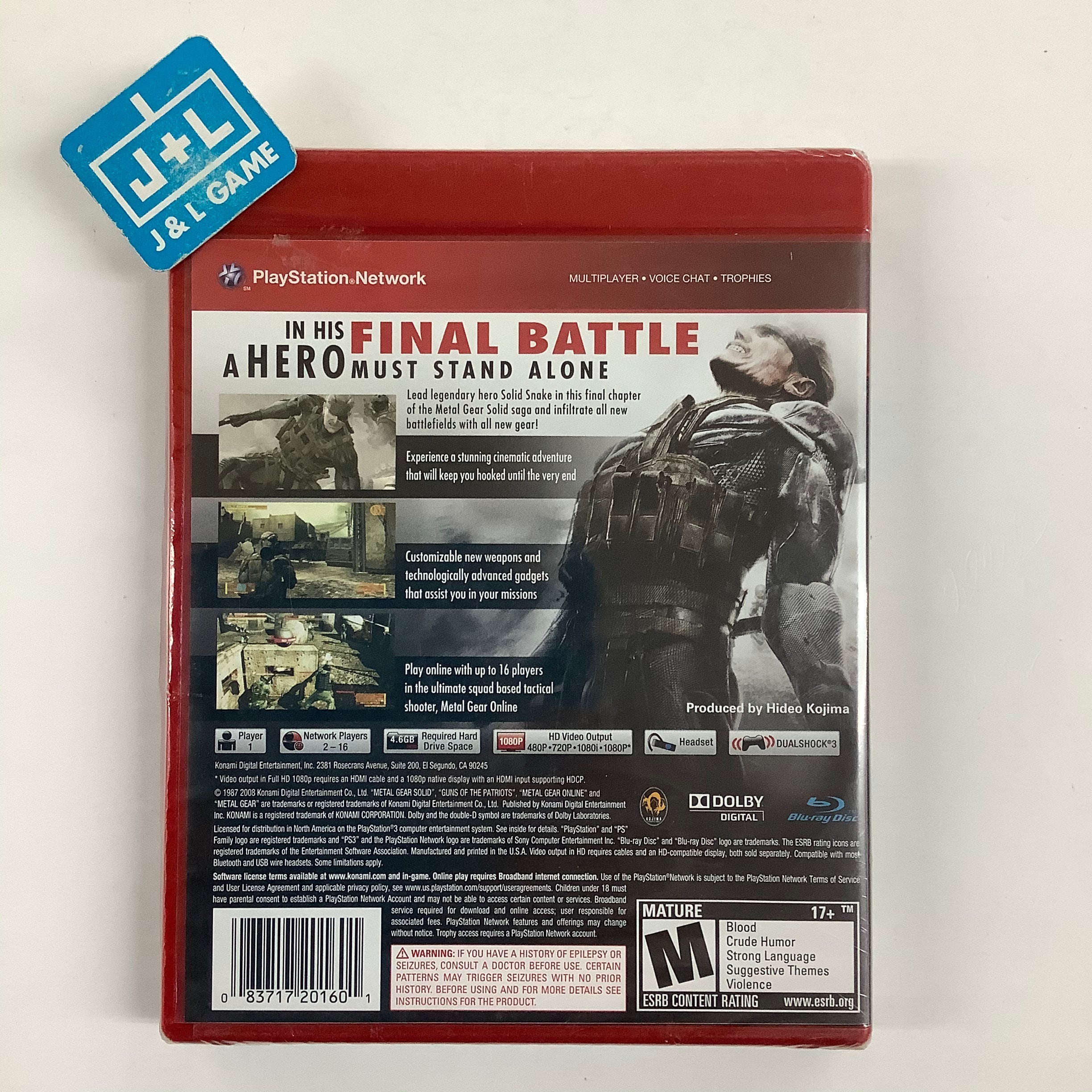 Metal Gear Solid 4: Guns of the Patriots (Greatest Hits Red Case)  - (PS3) PlayStation 3 Video Games Konami   