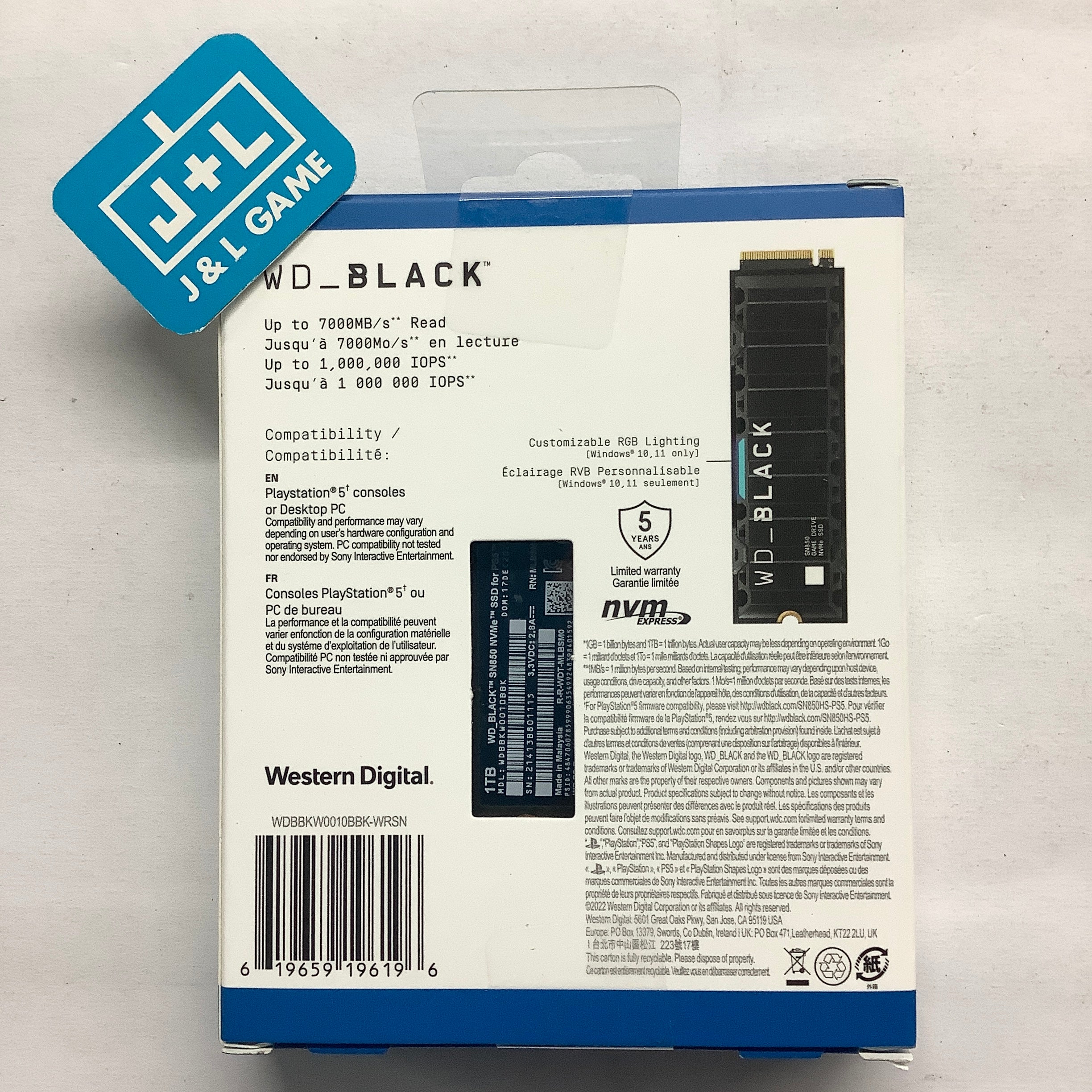 WD_BLACK 1TB SN850 NVMe SSD Solid State Drive with Heatsink Up to 7,000 MB/s - WDBBKW0010BBK - (PS5) PlayStation 5 Accessories Western Digital   