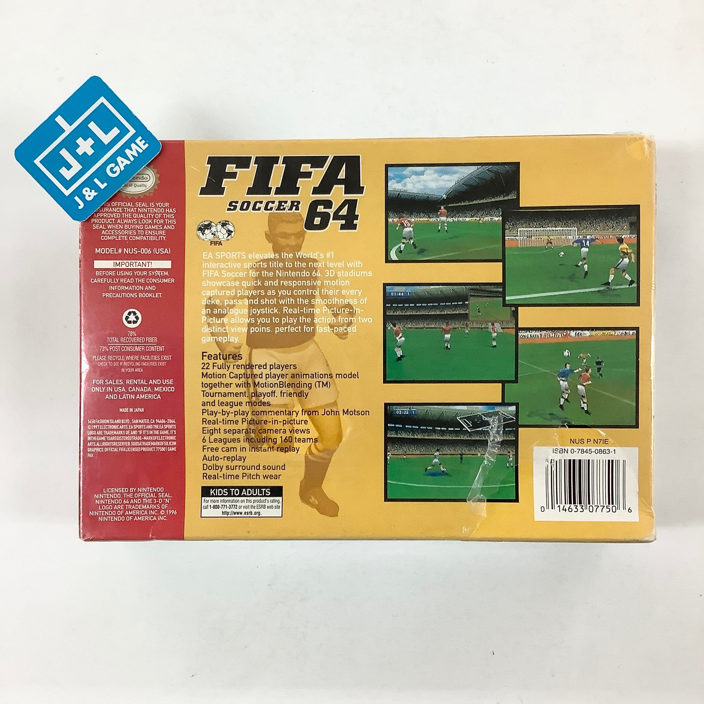 FIFA Soccer 64 - (N64) Nintendo 64 Video Games EA Sports   