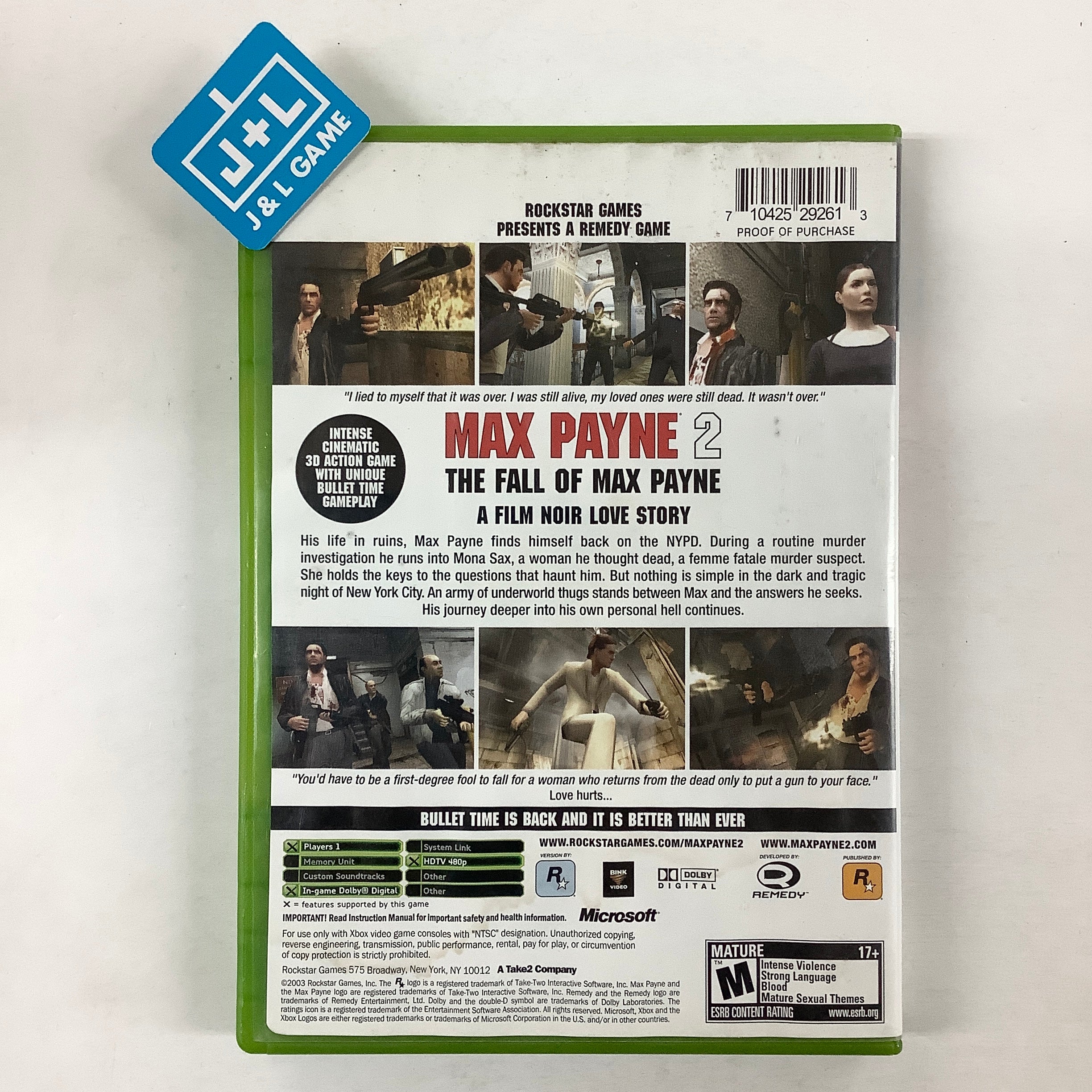 Max Payne 2: The Fall of Max Payne - (XB) Xbox [Pre-Owned] Video Games Rockstar Games   