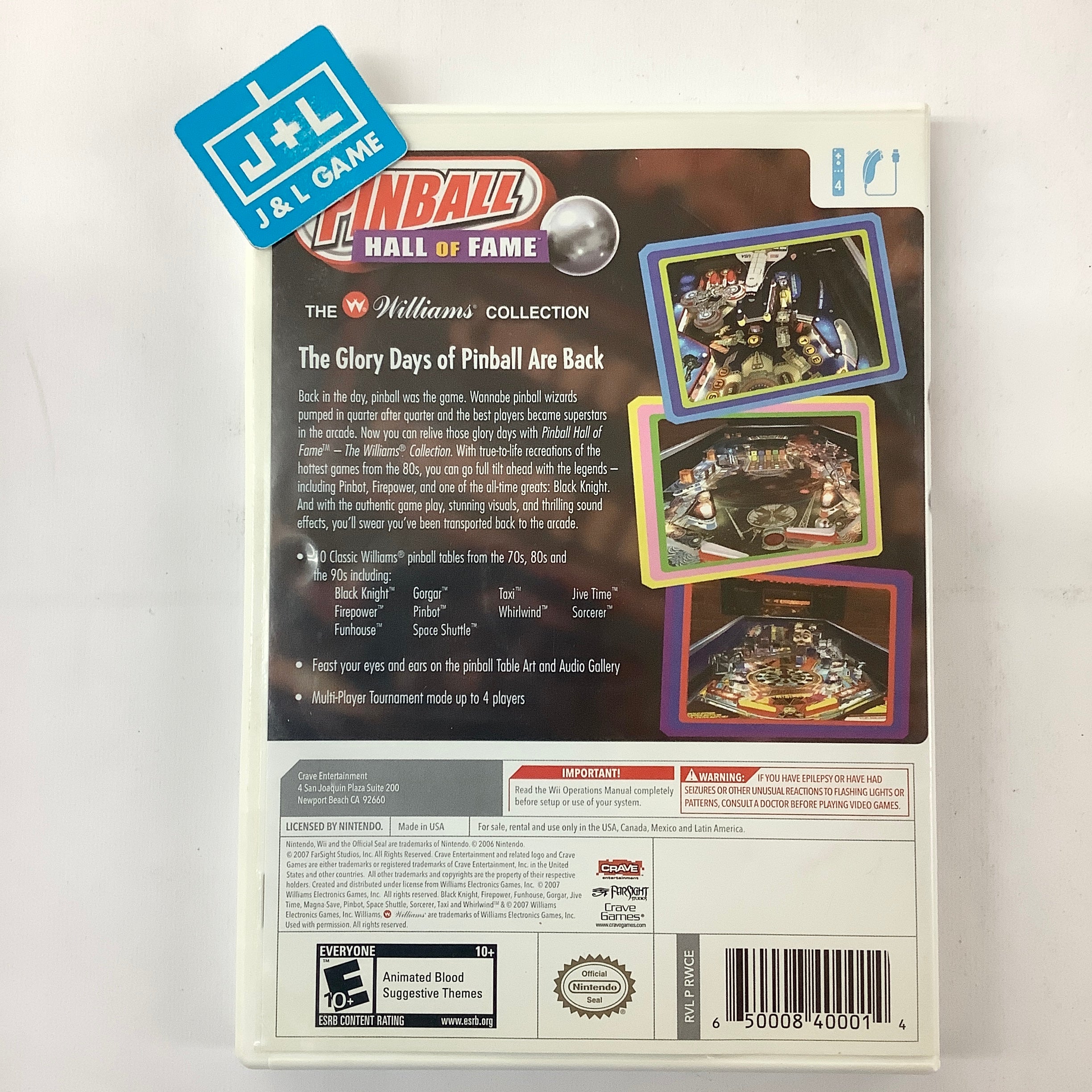 Pinball Hall of Fame: The Williams Collection - Nintendo Wii [Pre-Owned] Video Games Crave   