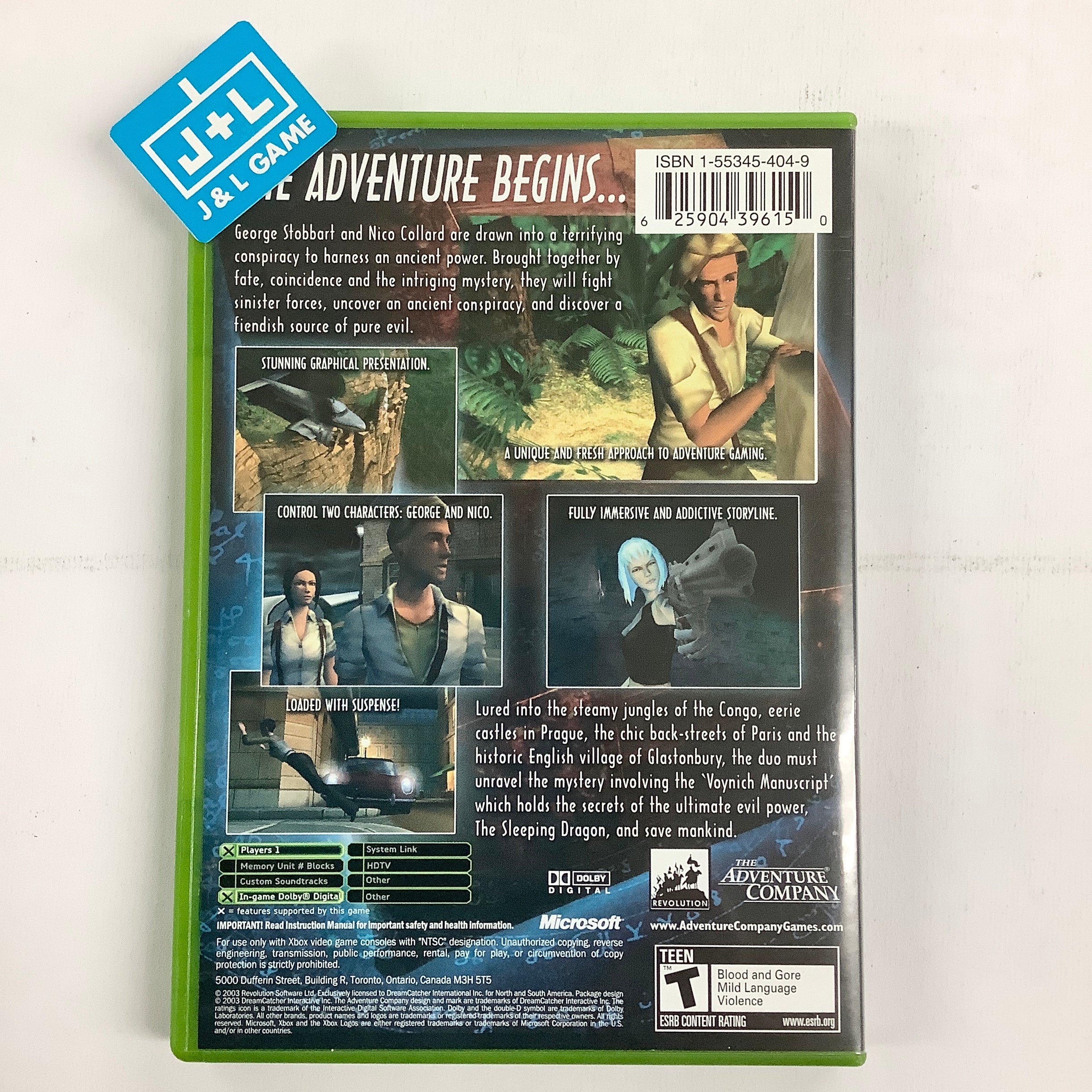 Broken Sword: The Sleeping Dragon - (XB) Xbox [Pre-Owned] Video Games The Adventure Company   