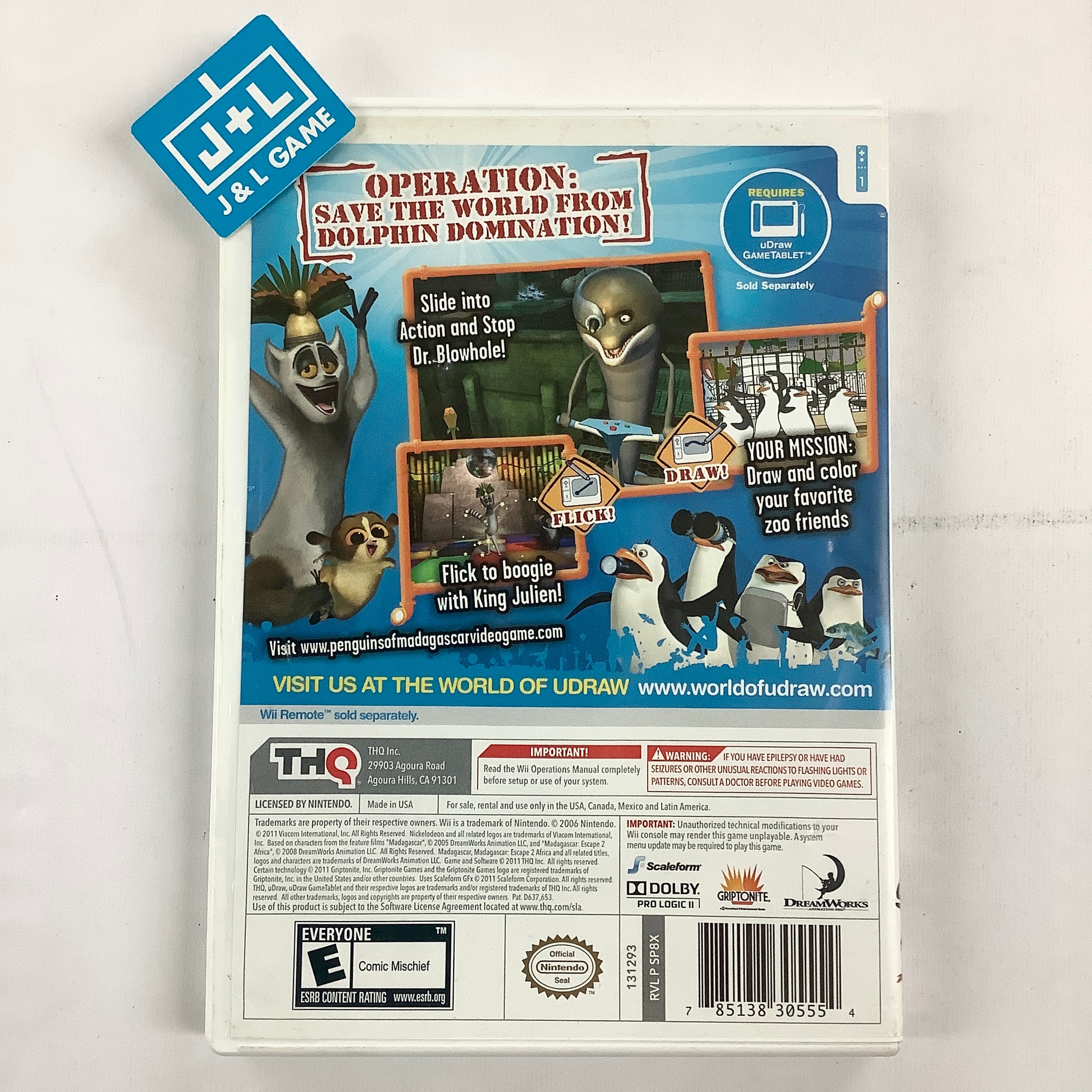 uDraw: The Penguins of Madagascar: Dr. Blowhole Returns Again - Nintendo Wii [Pre-Owned] Video Games THQ   