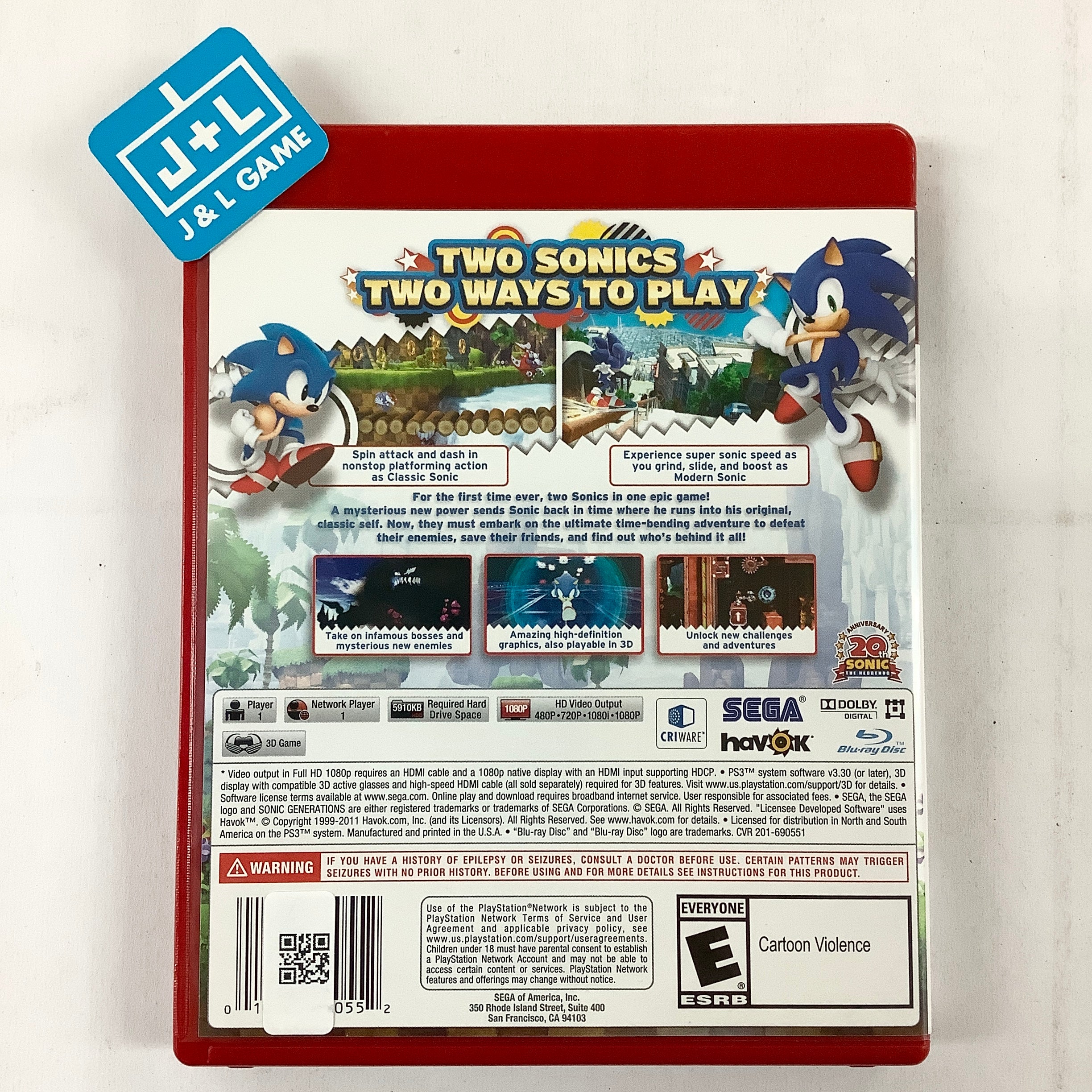 Sonic Generations (Greatest Hits) - (PS3) PlayStation 3 [Pre-Owned] Video Games Sega   