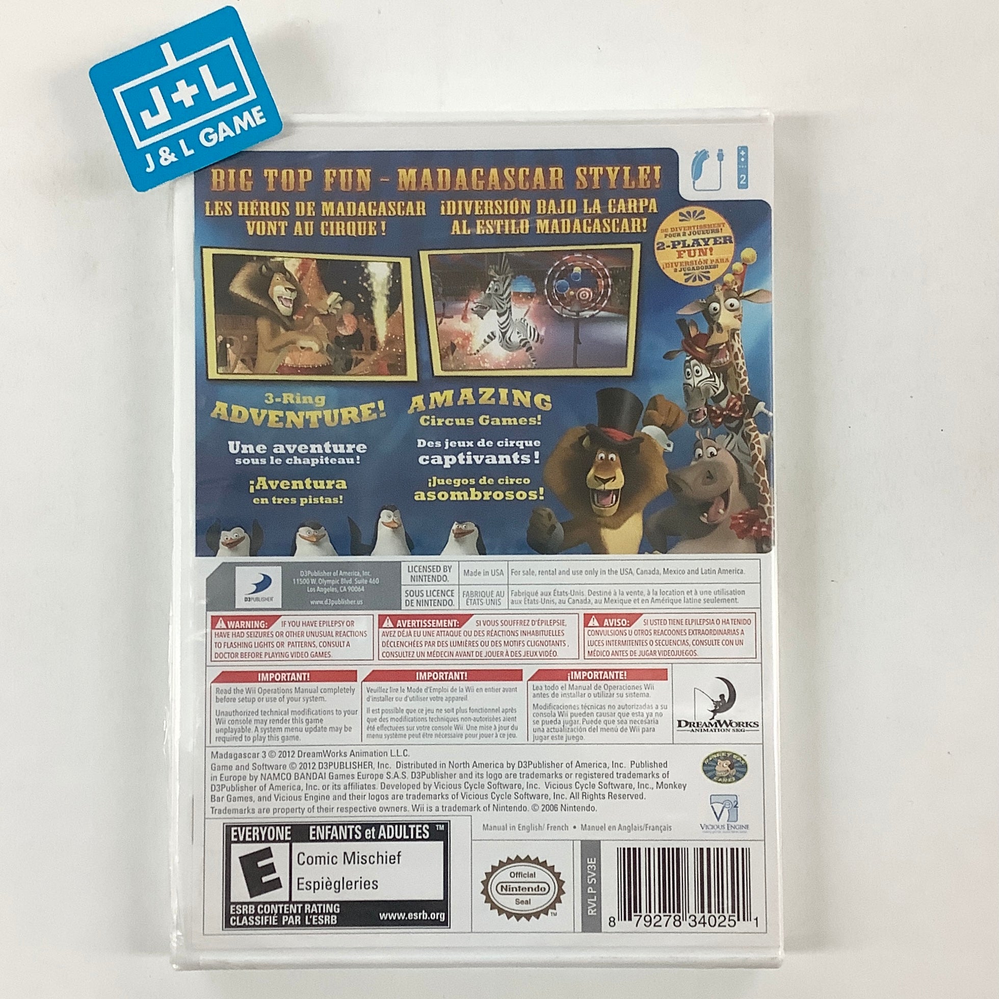 Madagascar 3: The Video Game - Nintendo Wii Video Games D3Publisher   