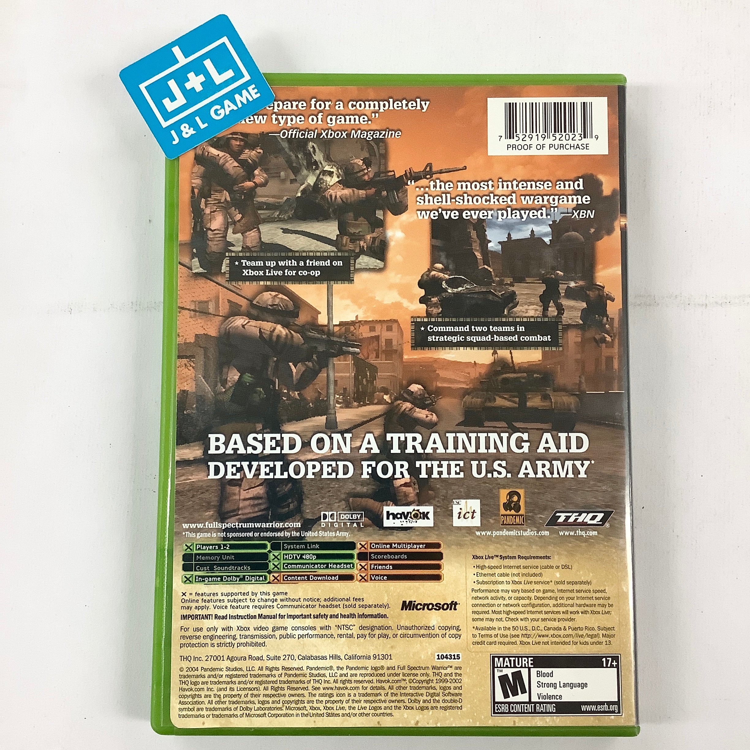 Full Spectrum Warrior - (XB) Xbox [Pre-Owned] Video Games THQ   