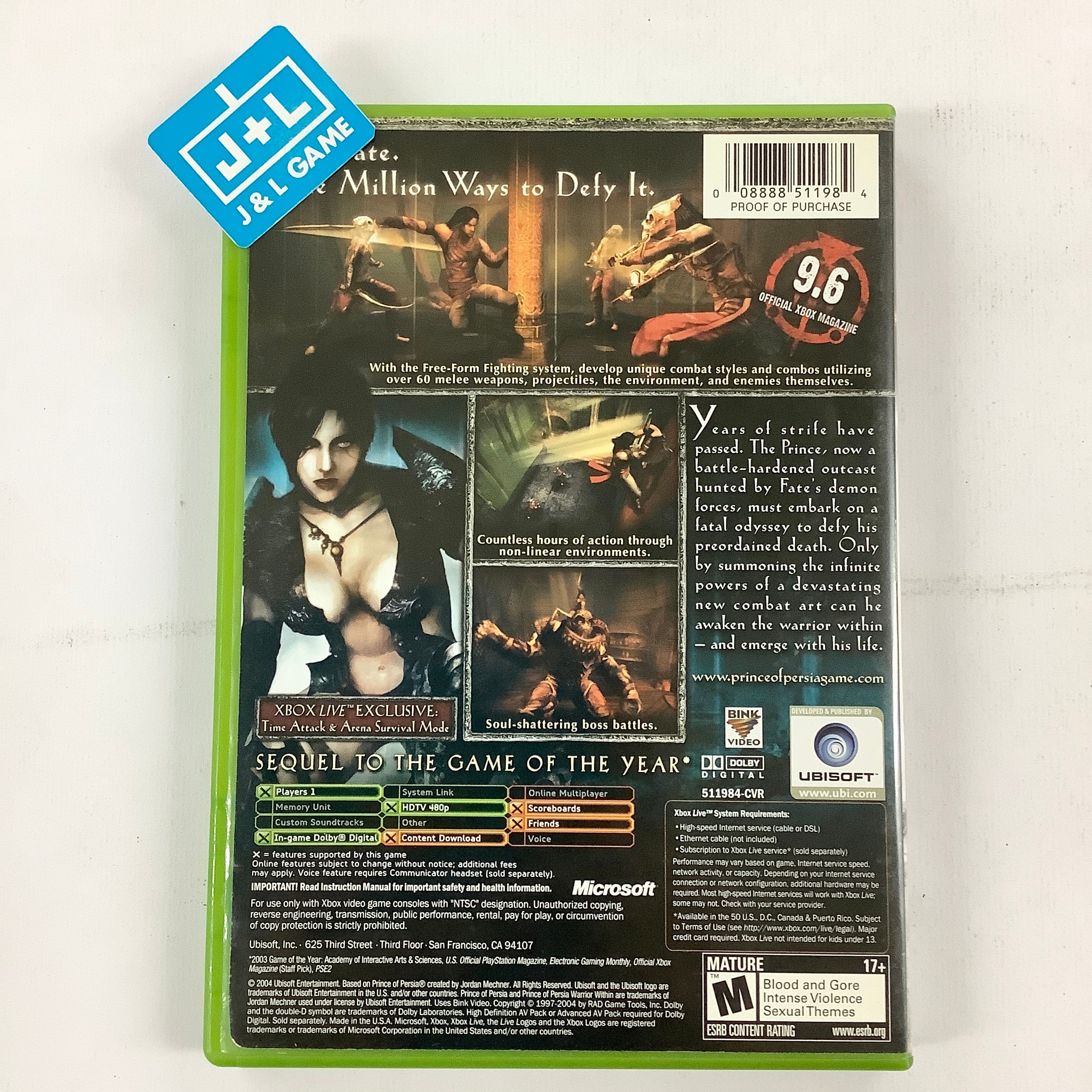 Prince of Persia: Warrior Within - (XB) Xbox [Pre-Owned] Video Games Ubisoft   