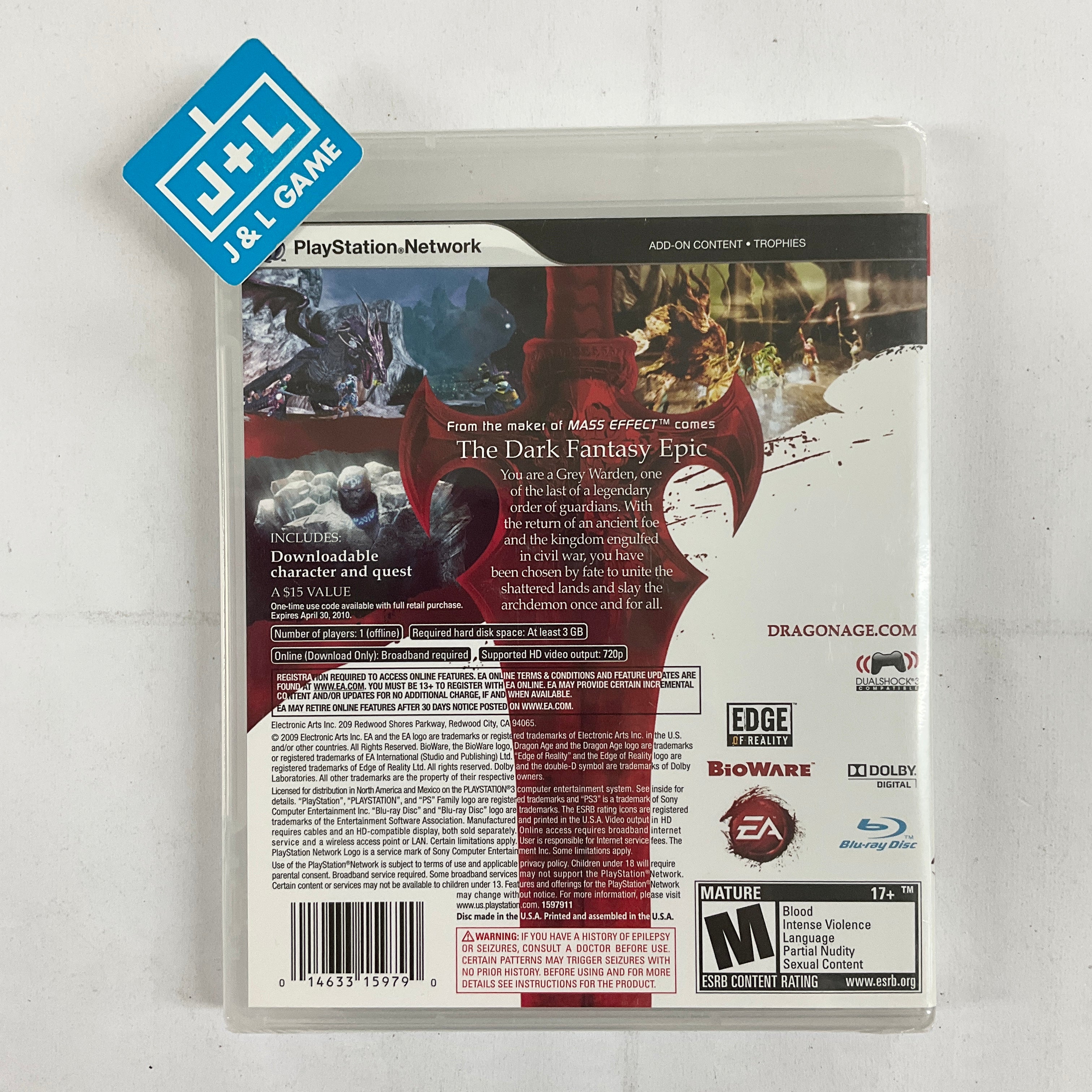 Dragon Age: Origins - (PS3) PlayStation 3 Video Games Electronic Arts   