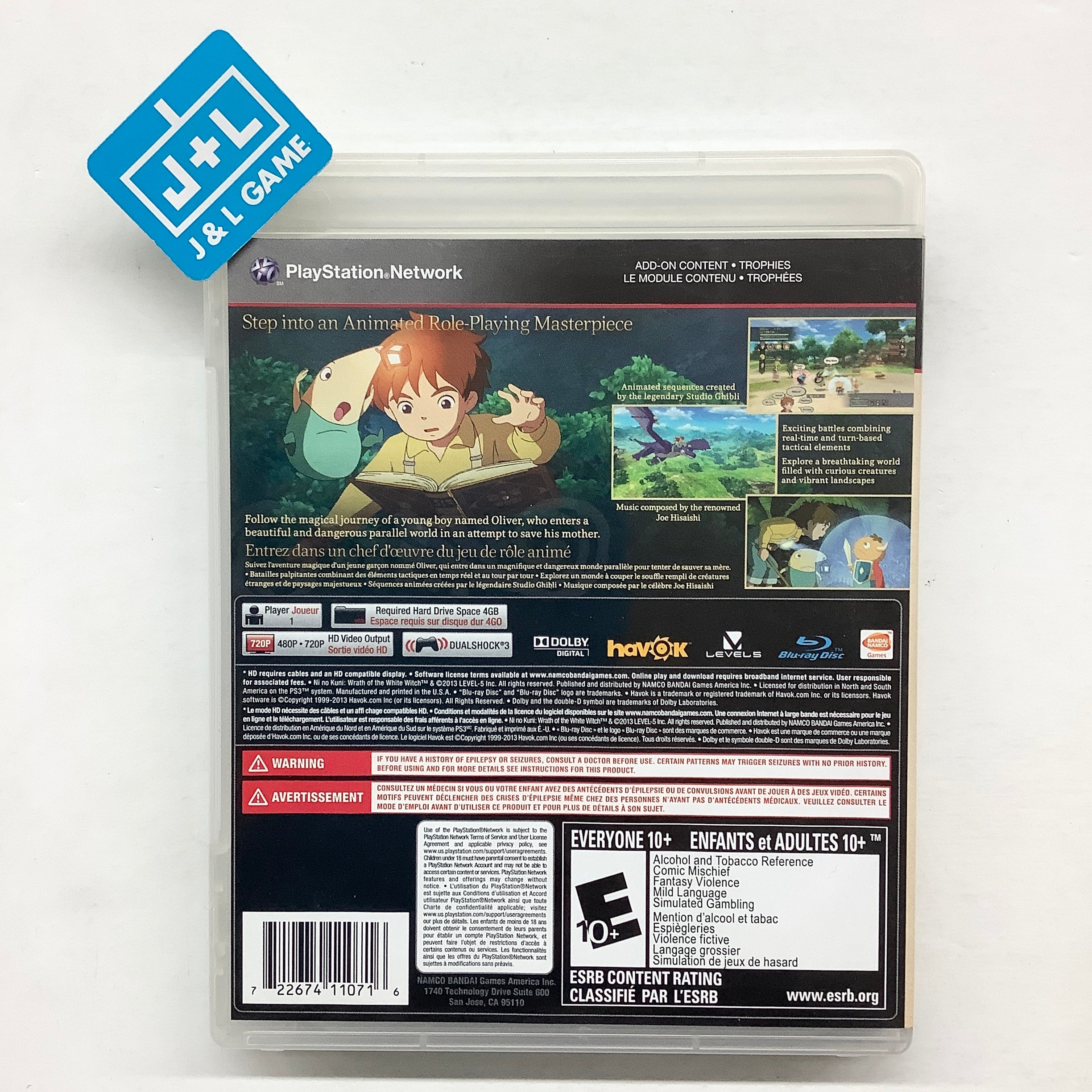 Ni no Kuni: Wrath of the White Witch - (PS3) PlayStation 3 [Pre-Owned] Video Games Namco Bandai Games   
