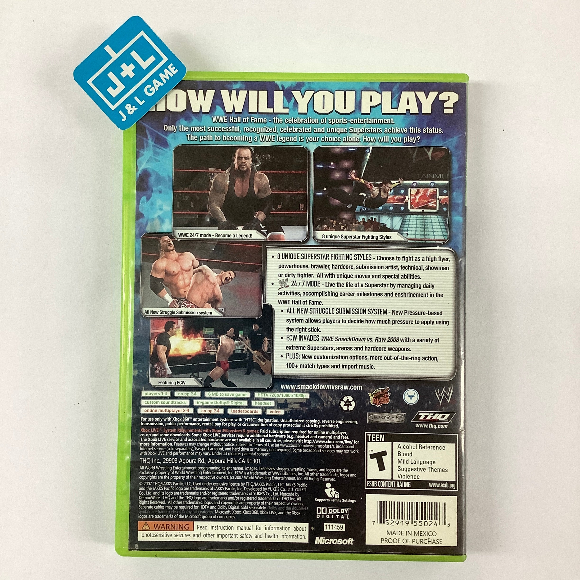 WWE SmackDown vs. Raw 2008 - Xbox 360 [Pre-Owned] Video Games THQ   