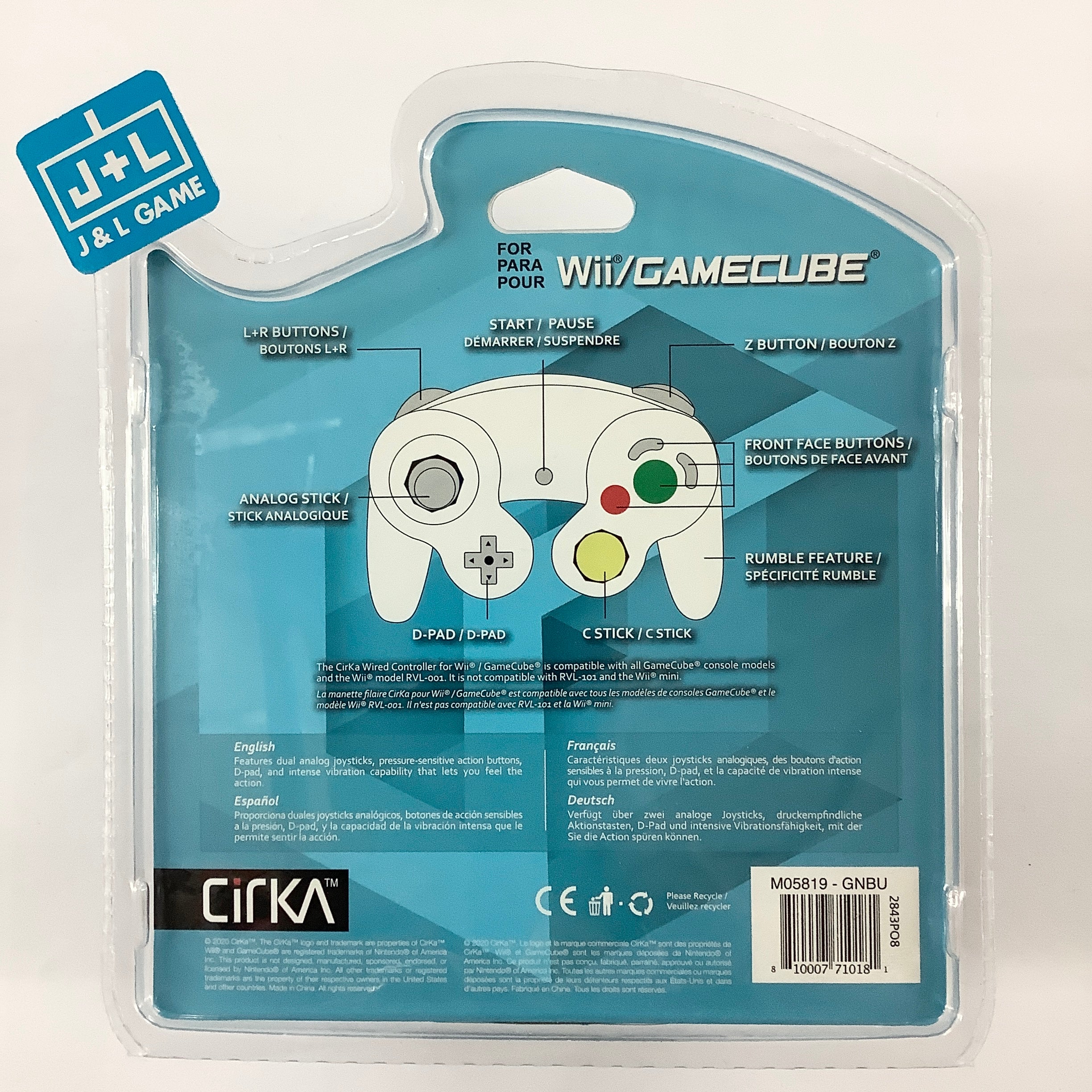 CirKa GameCube/Wii Wired Controller (Green/Blue) - (GC) GameCube Accessories Cirka   