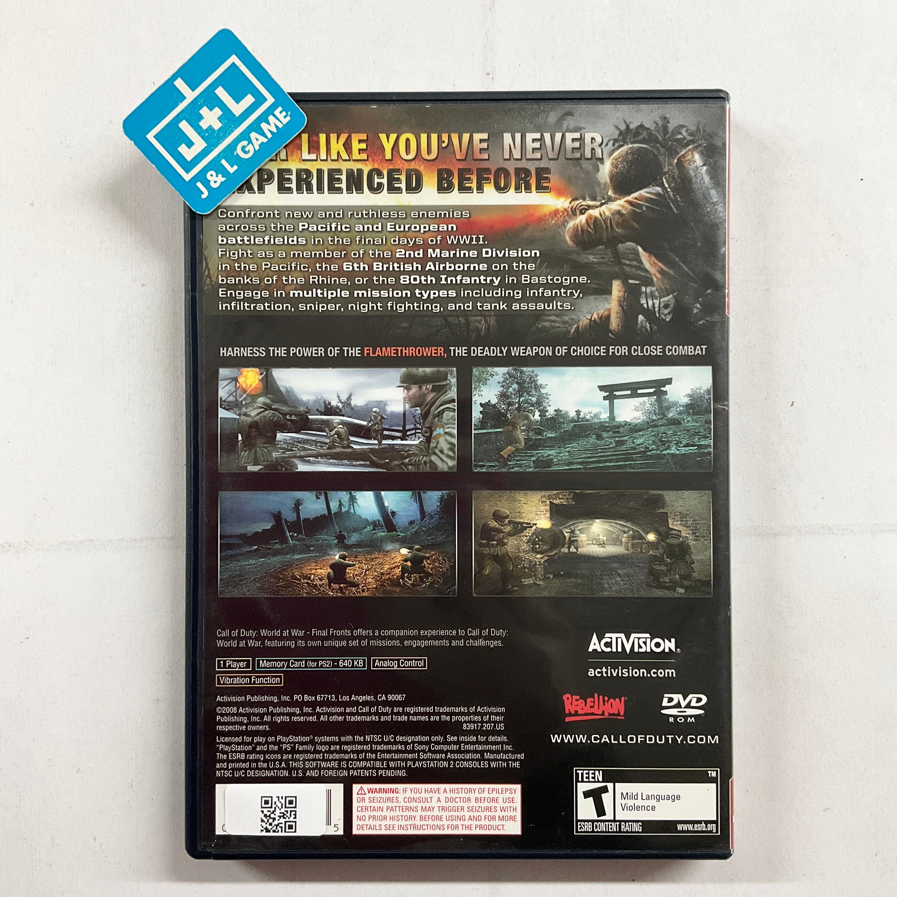 Call of Duty: World at War - Final Fronts (Greatest Hits) - (PS2) PlayStation 2 [Pre-Owned] Video Games Activision   