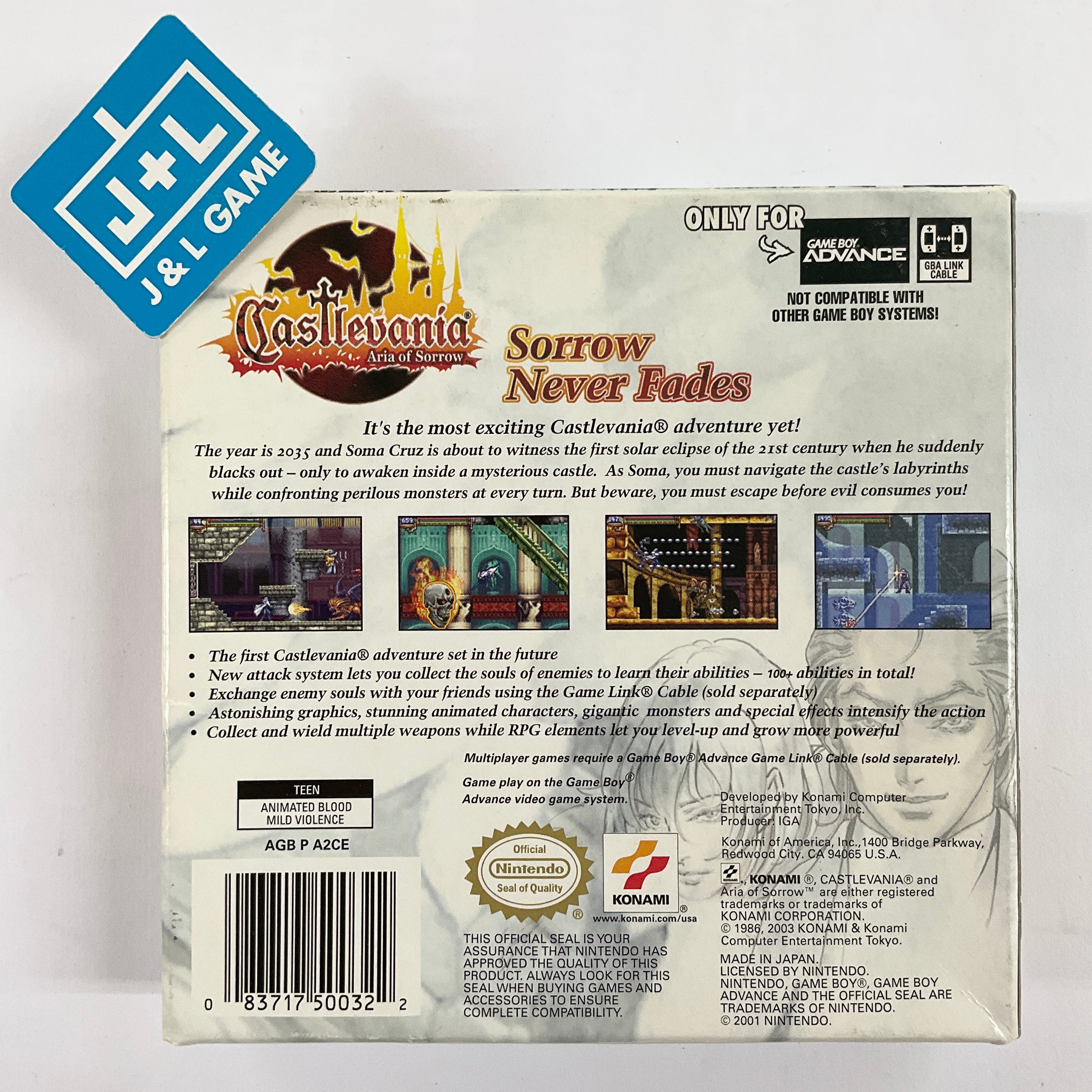 Castlevania: Aria of Sorrow - (GBA) Game Boy Advance [Pre