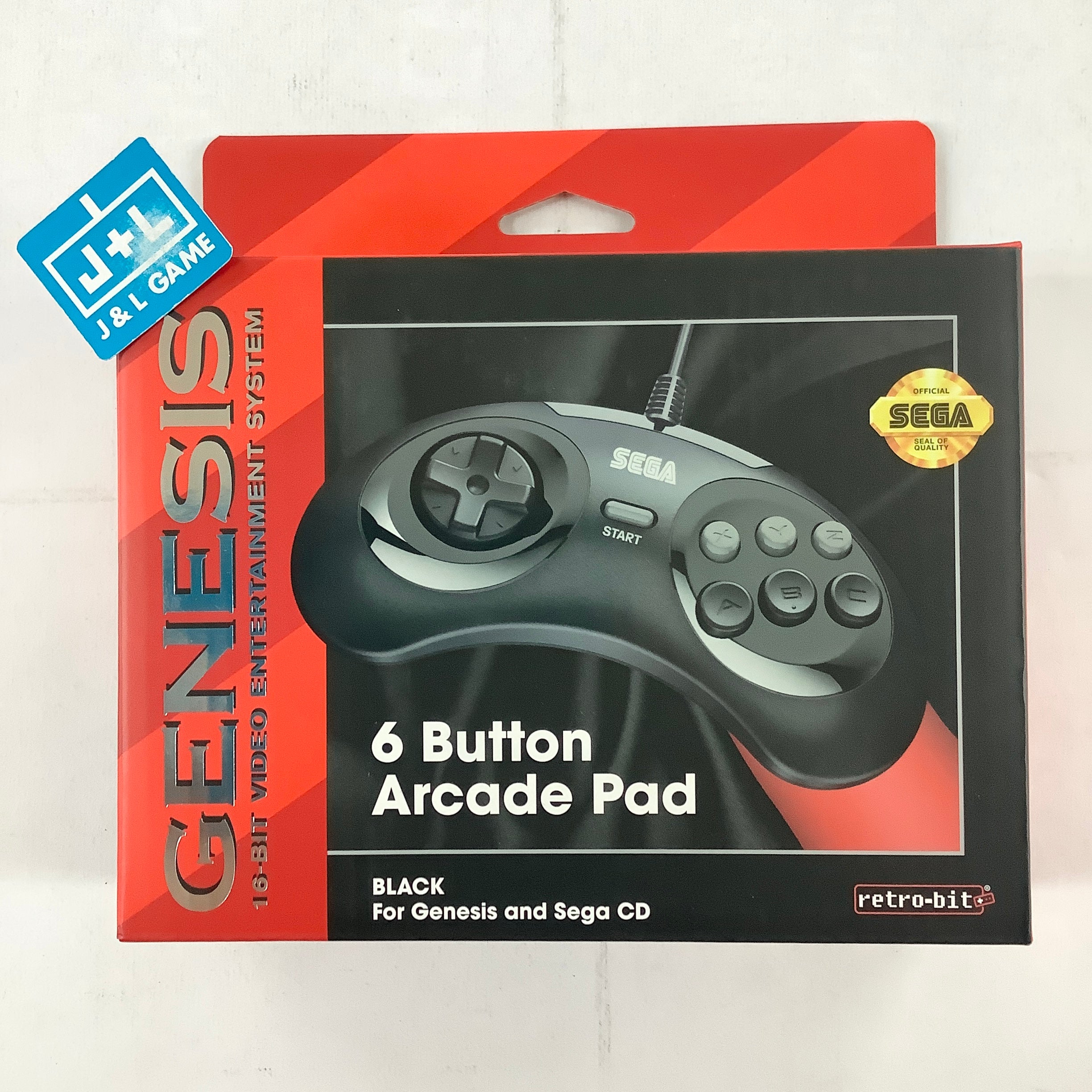 Retro-Bit 6-Button Arcade Pad (Black) - (SG) Sega Genesis Accessories Retro-Bit   