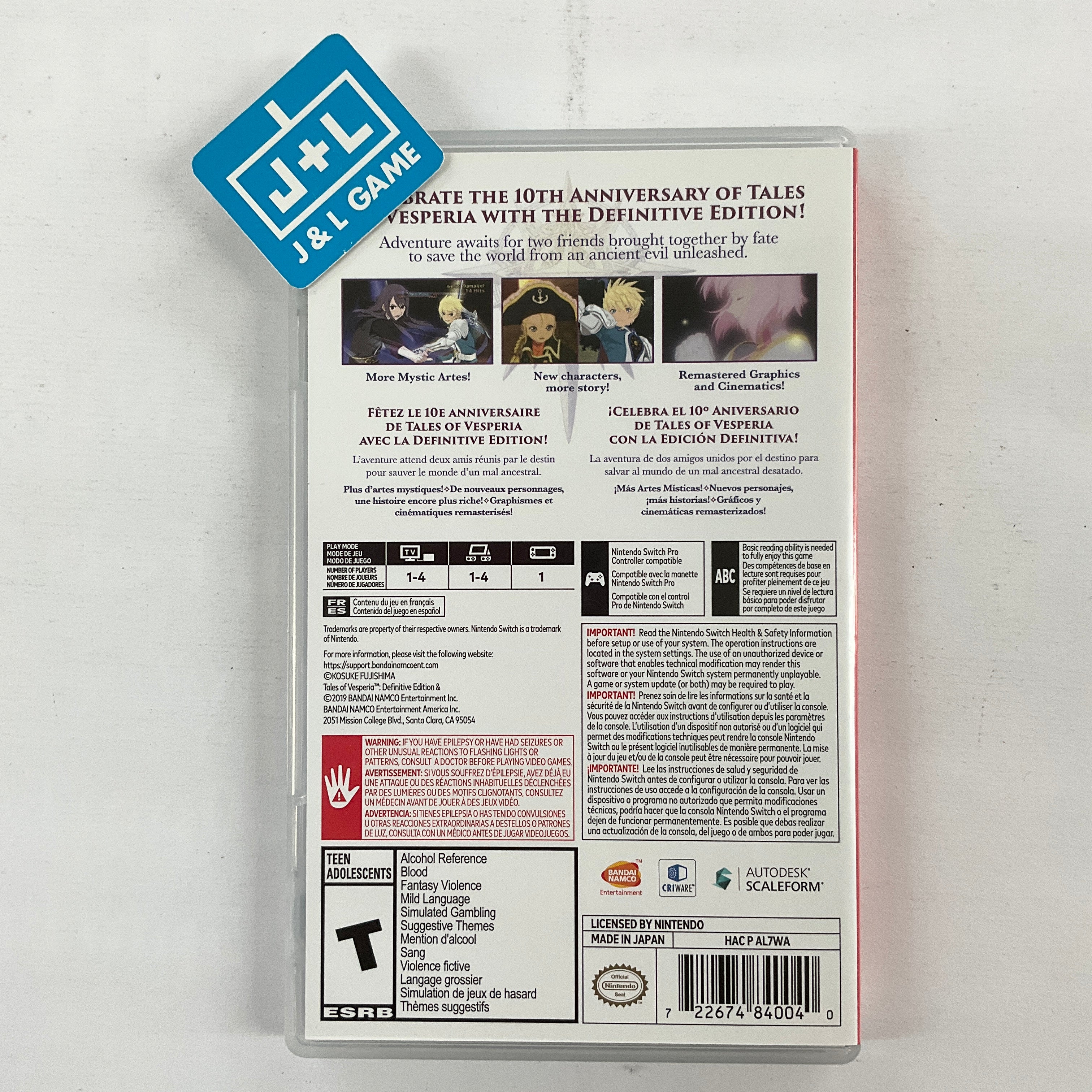 Tales of Vesperia: Definitive Edition - (NSW) Nintendo Switch [Pre-Owned] Video Games BANDAI NAMCO Entertainment   