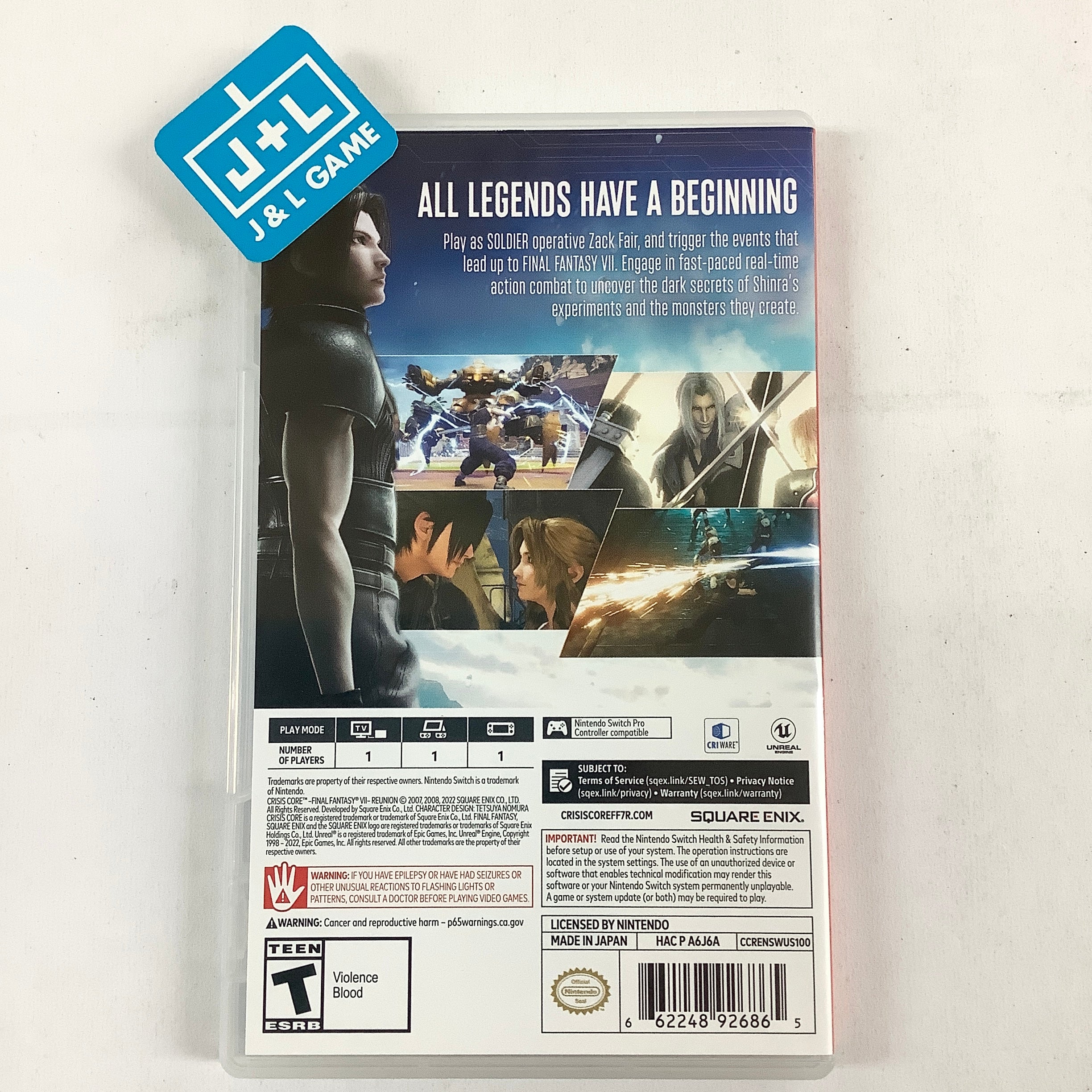 Crisis Core: Final Fantasy VII Reunion - (NSW) Nintendo Switch [Pre-Owned] Video Games Square Enix   