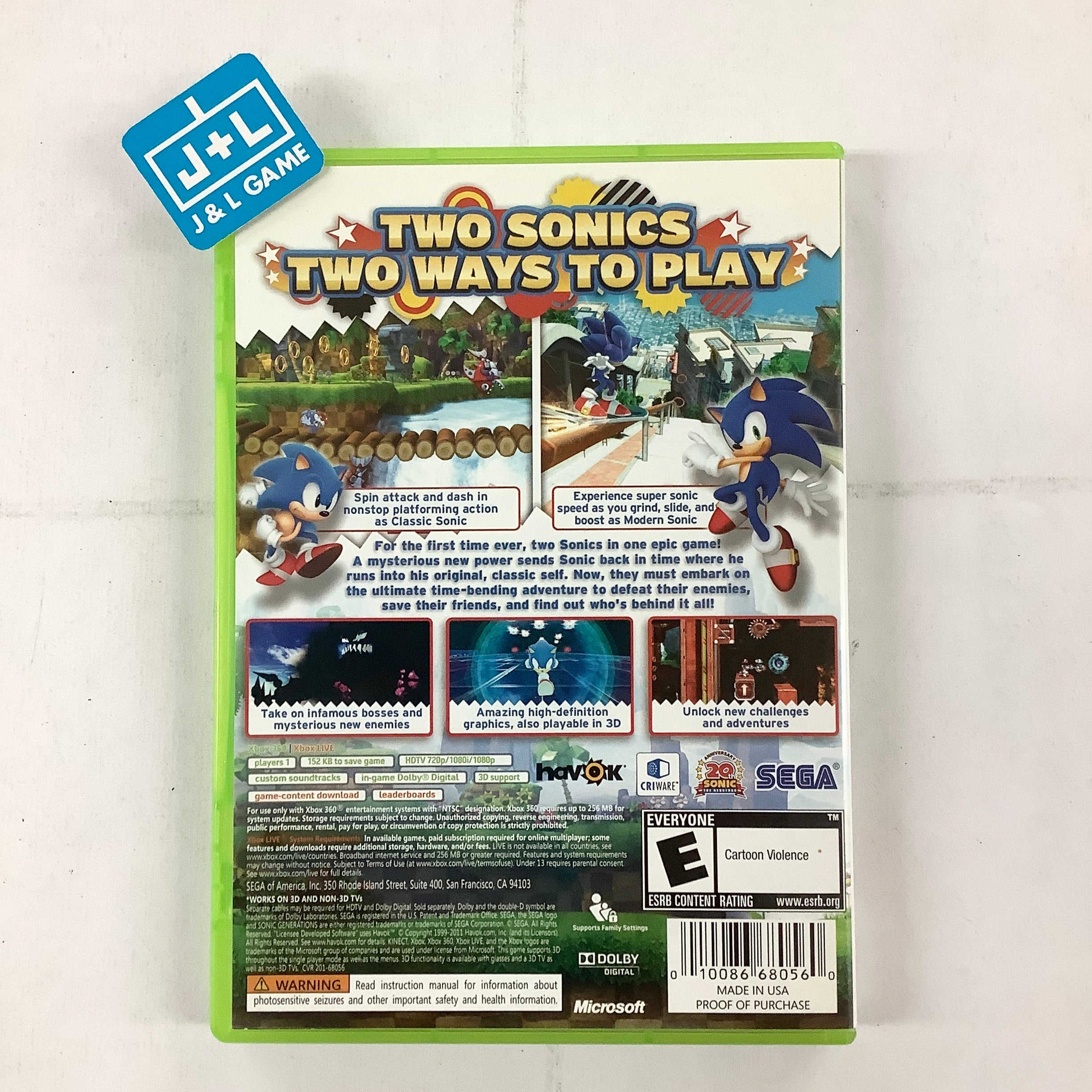 Sonic Generations - Xbox 360 [Pre-Owned] Video Games SEGA   