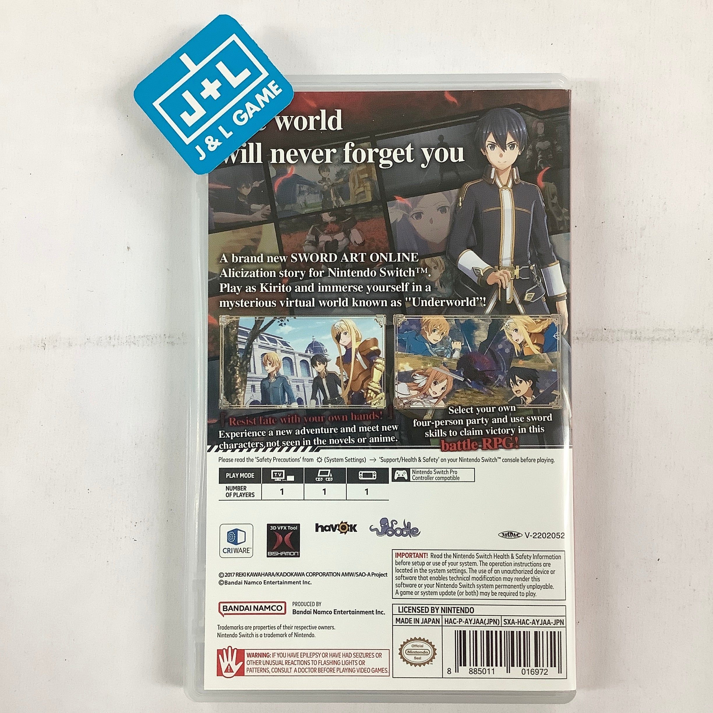 SWORD ART ONLINE: Alicization Lycoris - (NSW) Nintendo Switch [Pre-Owned] (Asia Import) Video Games Bandai Namco   