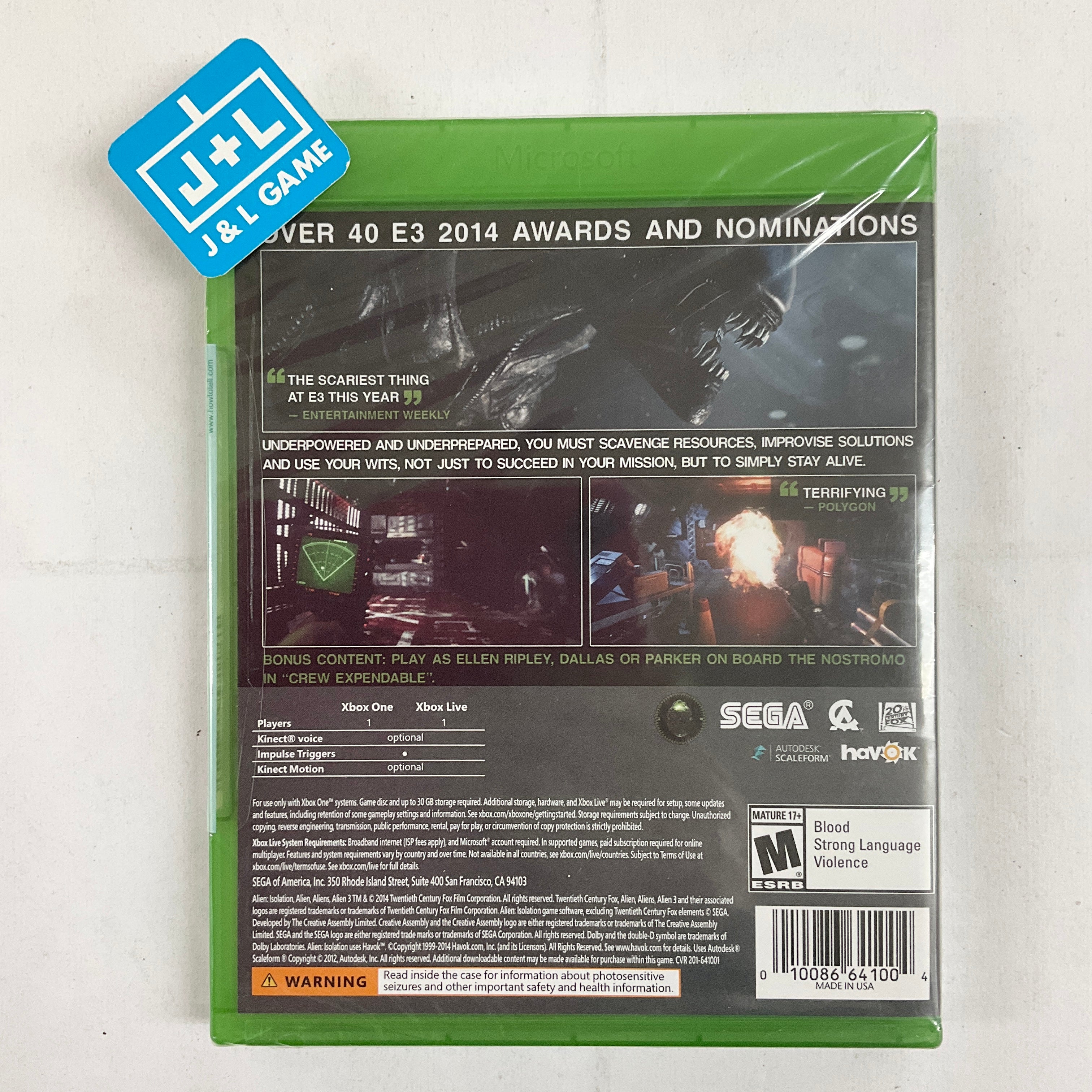 Alien: Isolation (Nostromo Edition) - (XB1) Xbox One | J&L Game