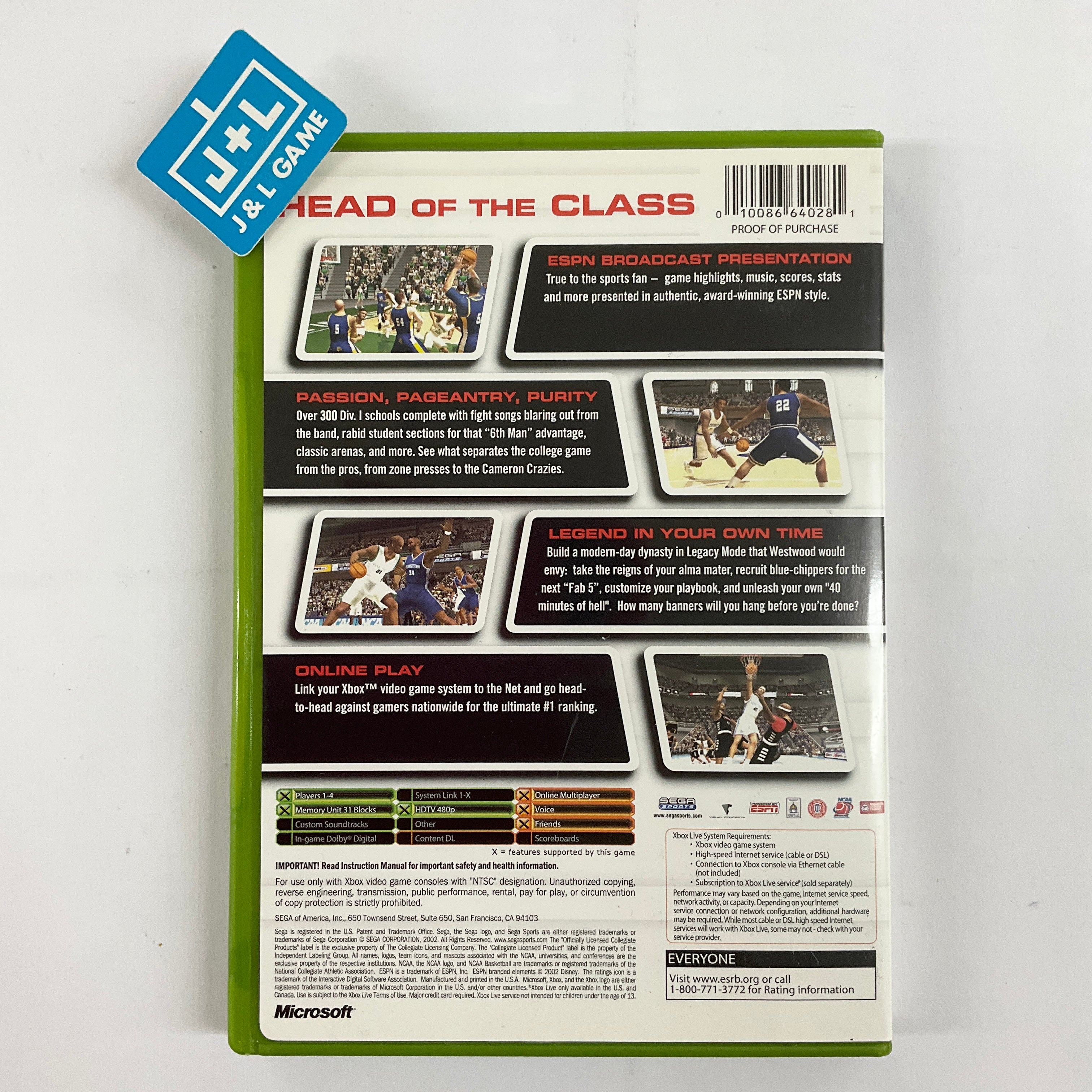 NCAA College Basketball 2K3 - (XB) Xbox [Pre-Owned] Video Games Sega   