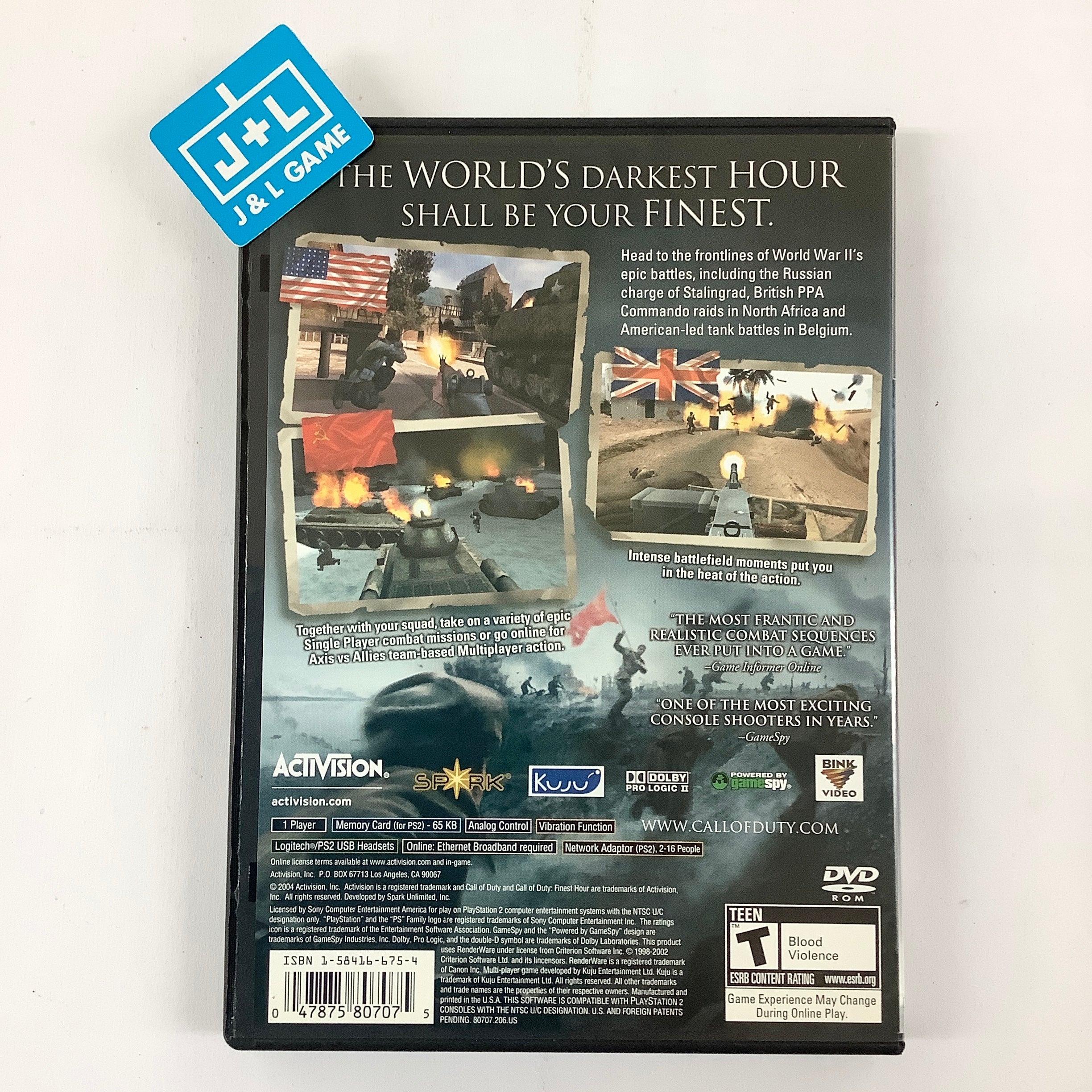 Call of Duty: Finest Hour - (PS2) PlayStation 2 [Pre-Owned] Video Games Activision   