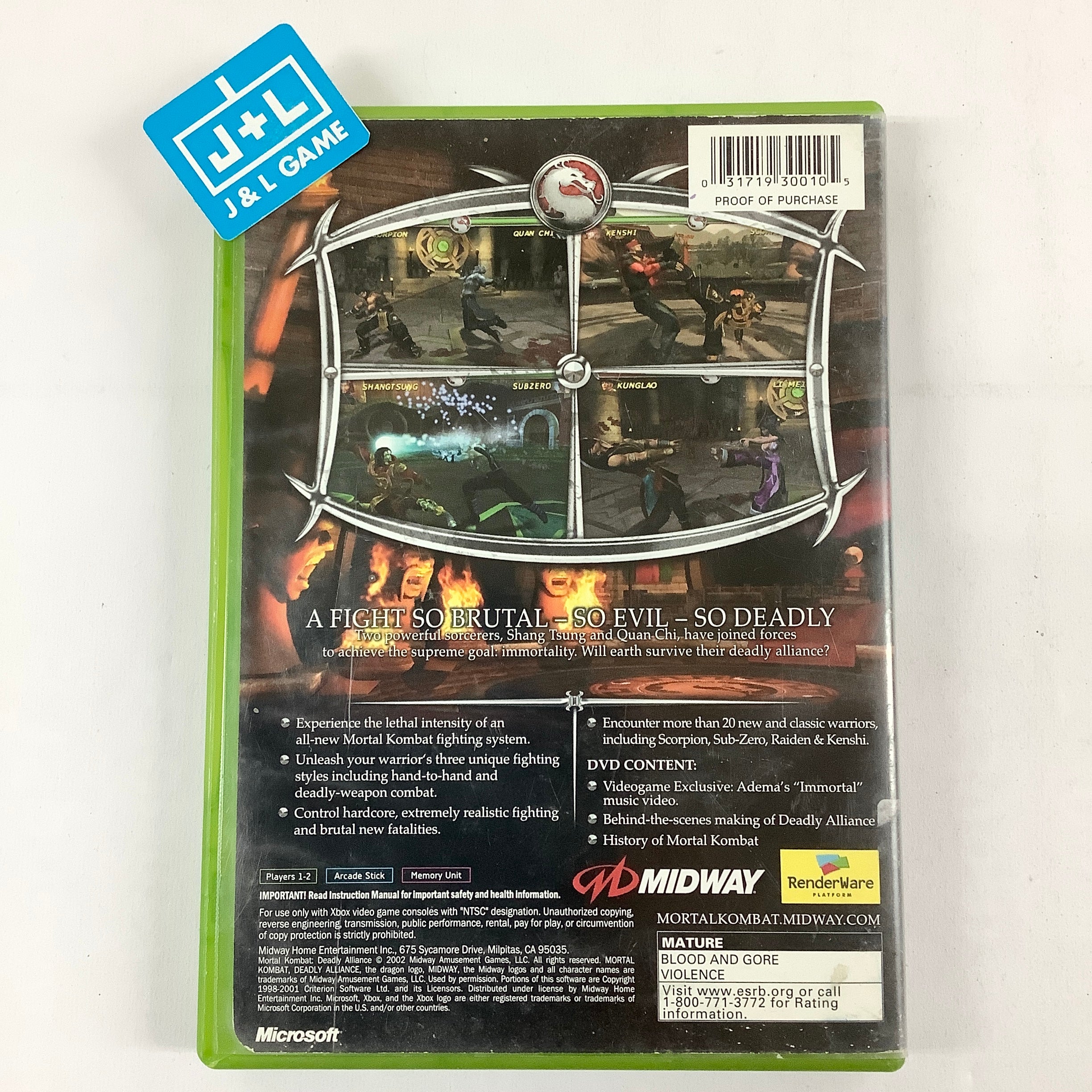 Mortal Kombat: Deadly Alliance - (XB) Xbox [Pre-Owned] Video Games Midway   