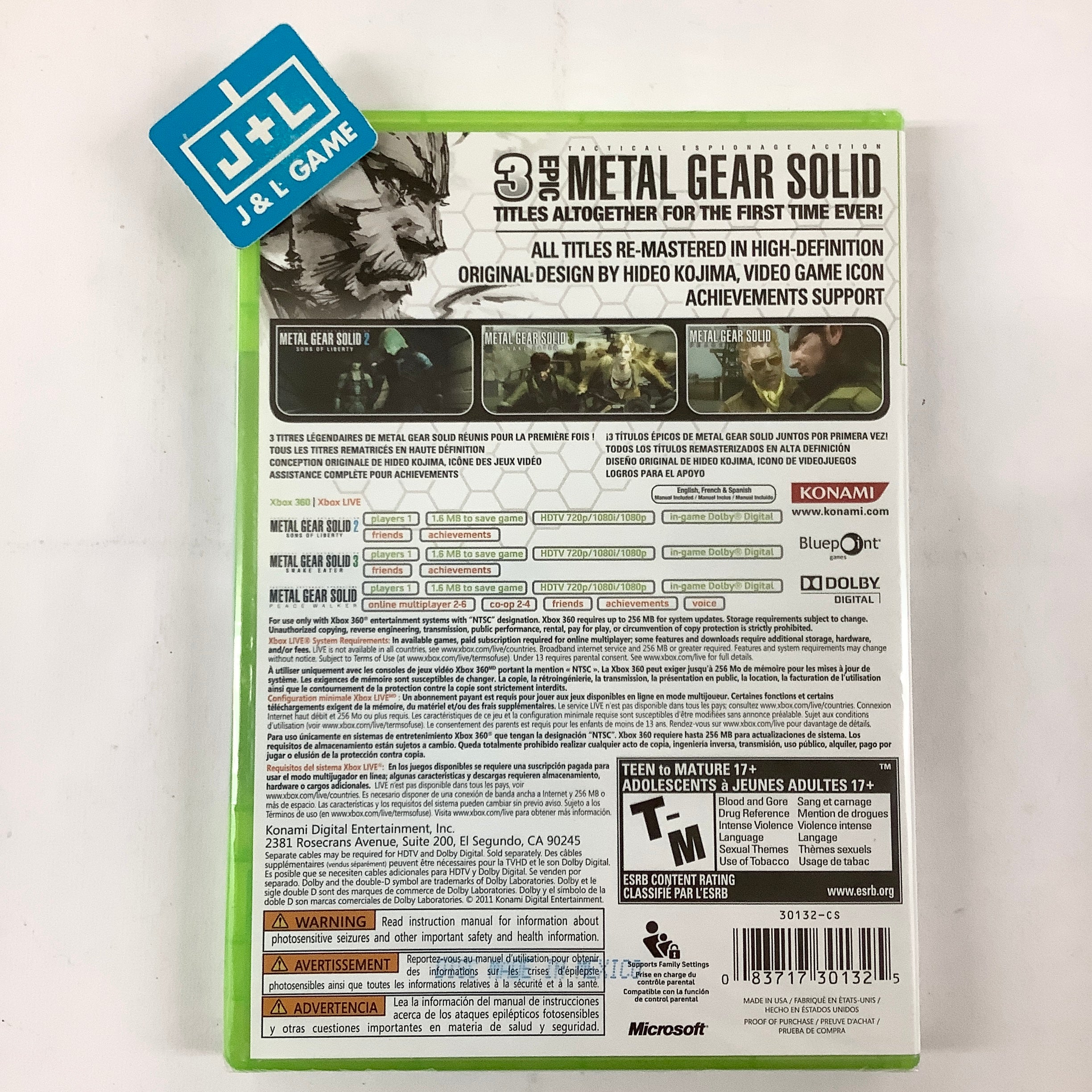 Metal Gear Solid HD Collection - Xbox 360 Video Games Konami   