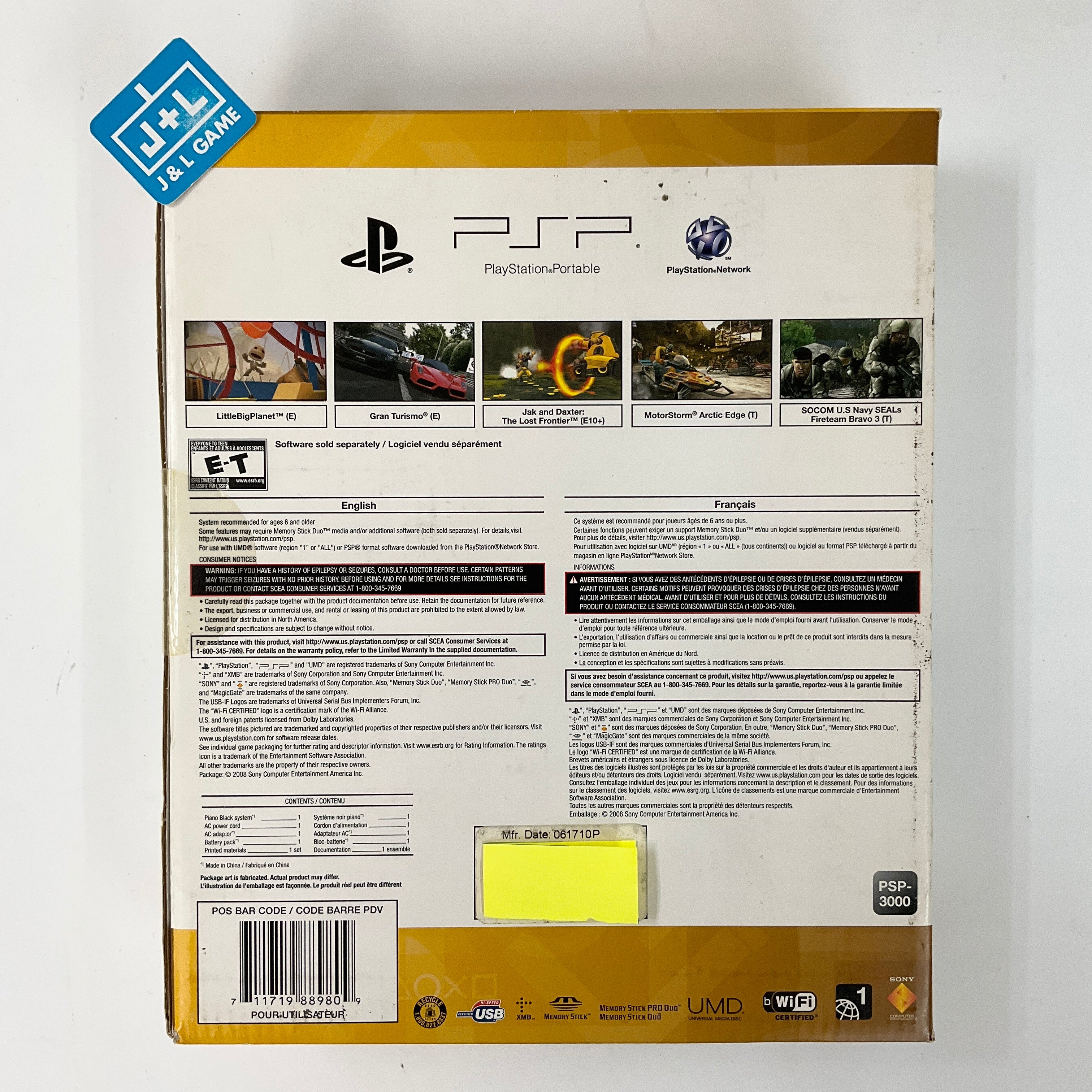 Sony PlayStation Portable 3000 Console (Piano Black) - Sony PSP Video Games Sony   