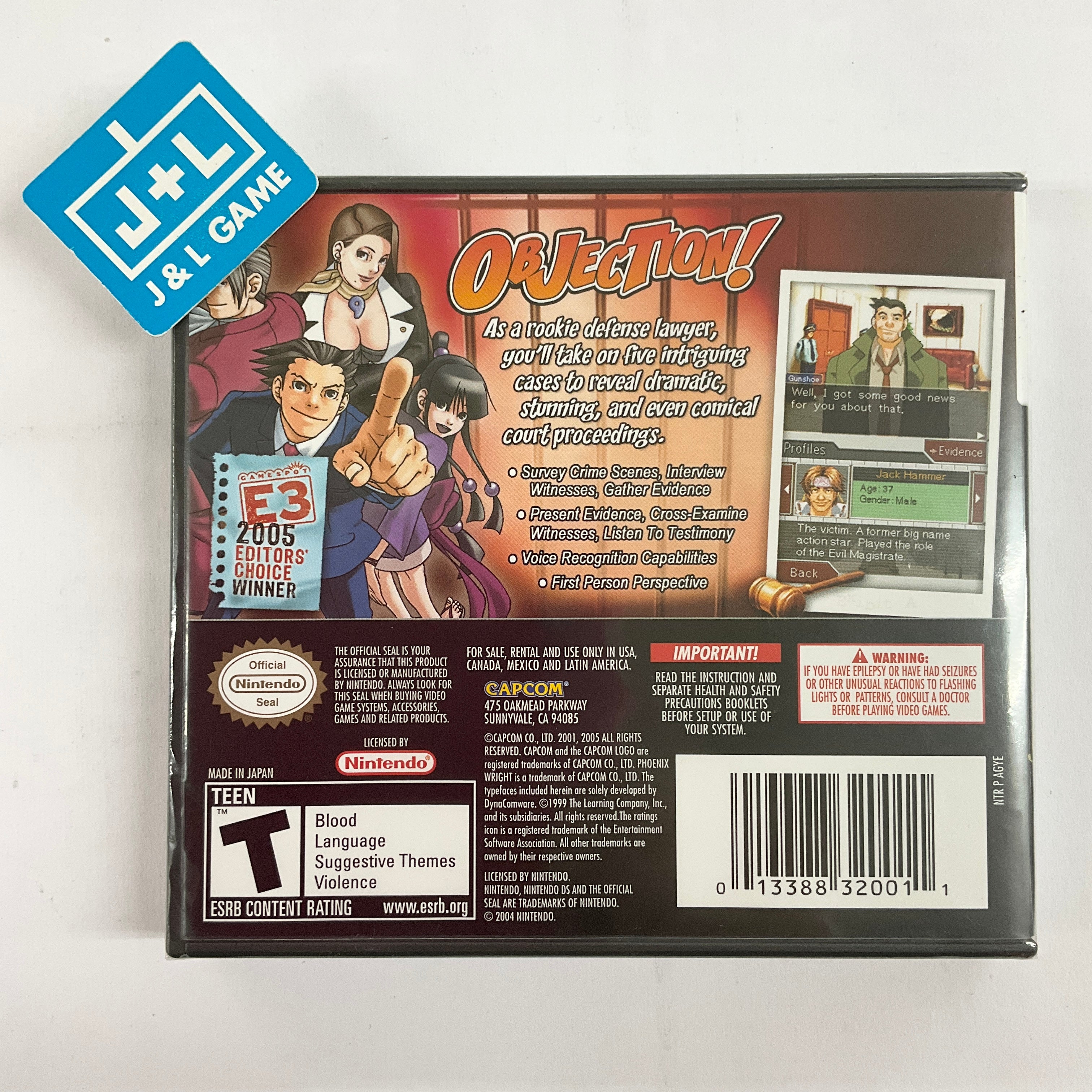 Phoenix Wright: Ace Attorney - (NDS) Nintendo DS Video Games Capcom   