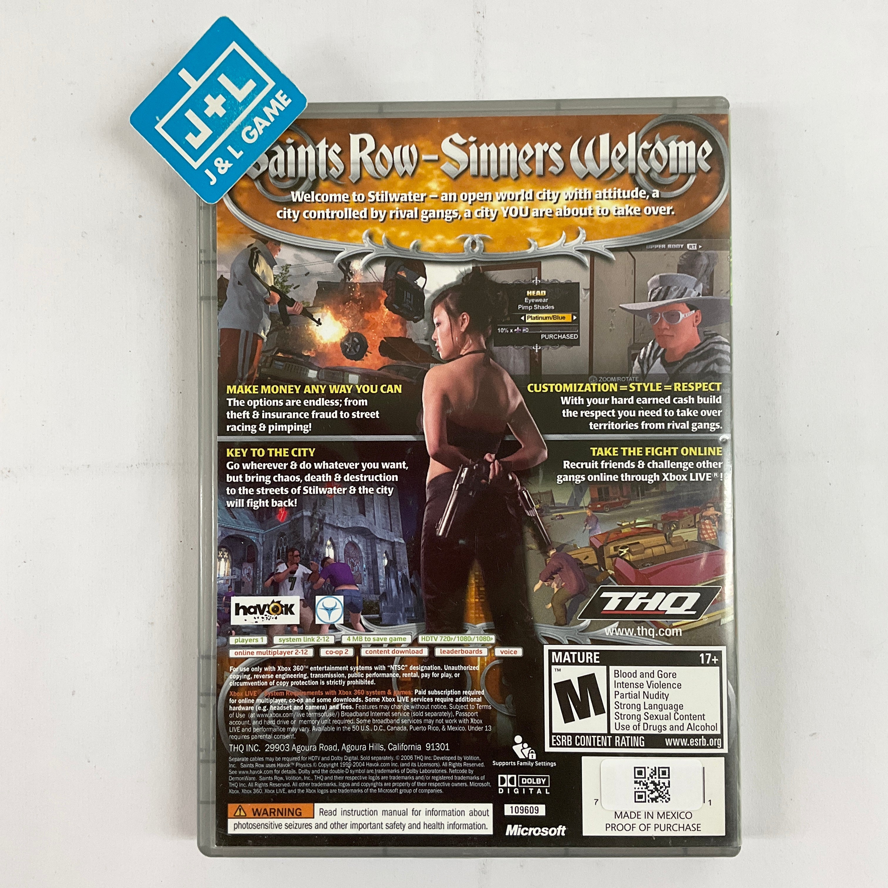 Saints Row (Platinum Hits) - Xbox 360 [Pre-Owned] Video Games THQ   