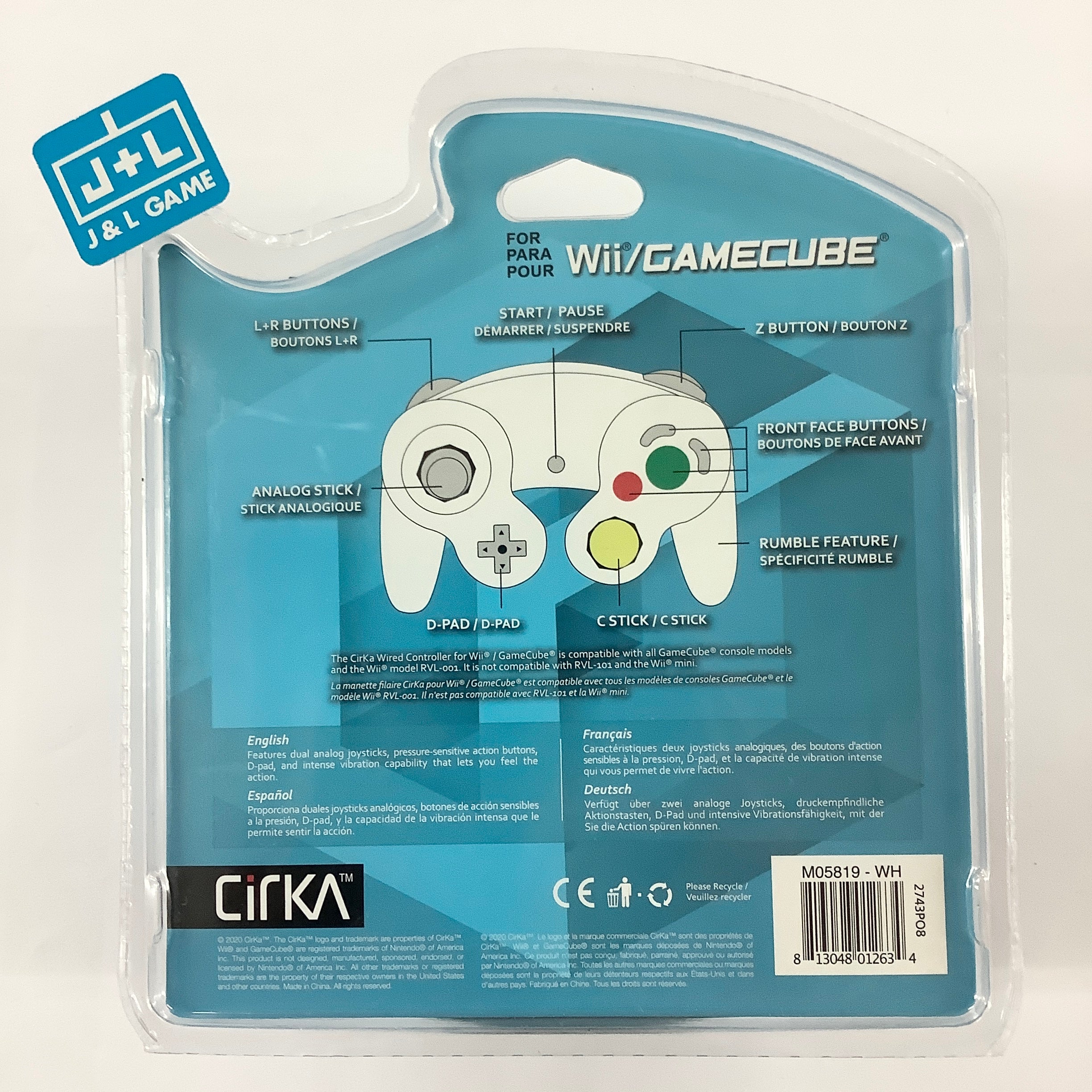 CirKa GameCube/Wii Wired Controller (White) - (GC) GameCube Video Games Cirka   