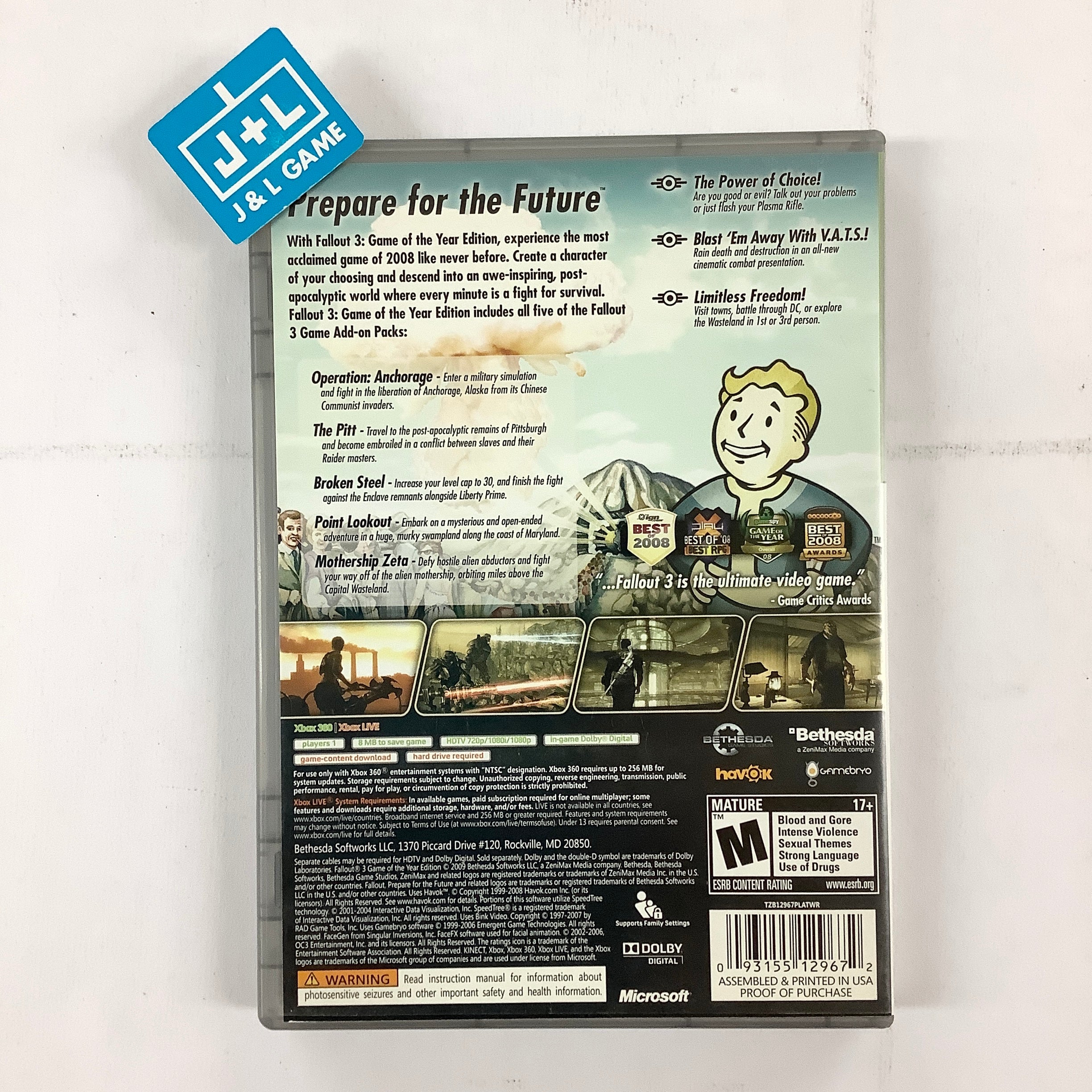 Fallout 3: Game of the Year Edition (Platinum Hits) - Xbox 360 [Pre-Owned] Video Games Bethesda Softworks   