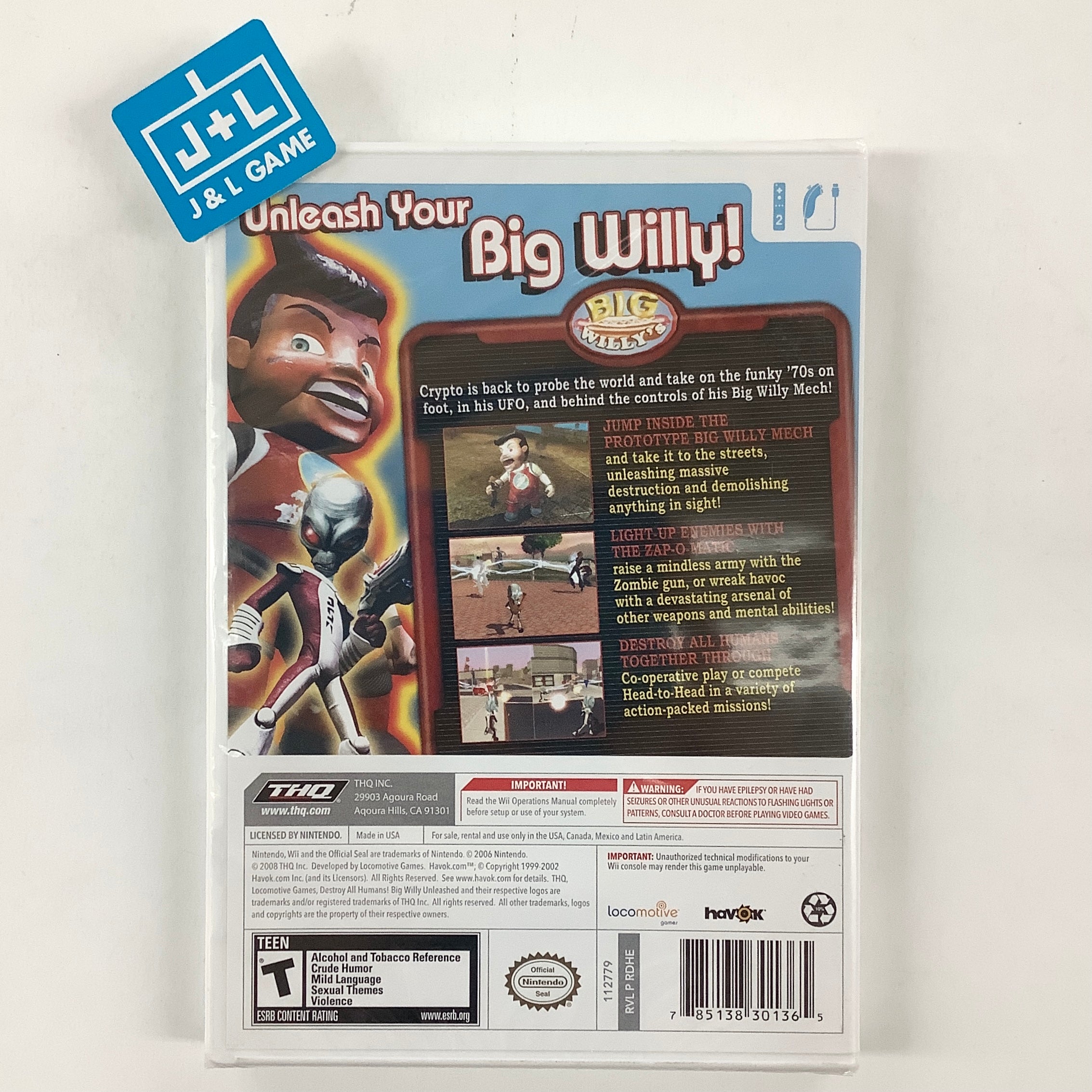 Destroy All Humans! Big Willy Unleashed - Nintendo Wii Video Games THQ   
