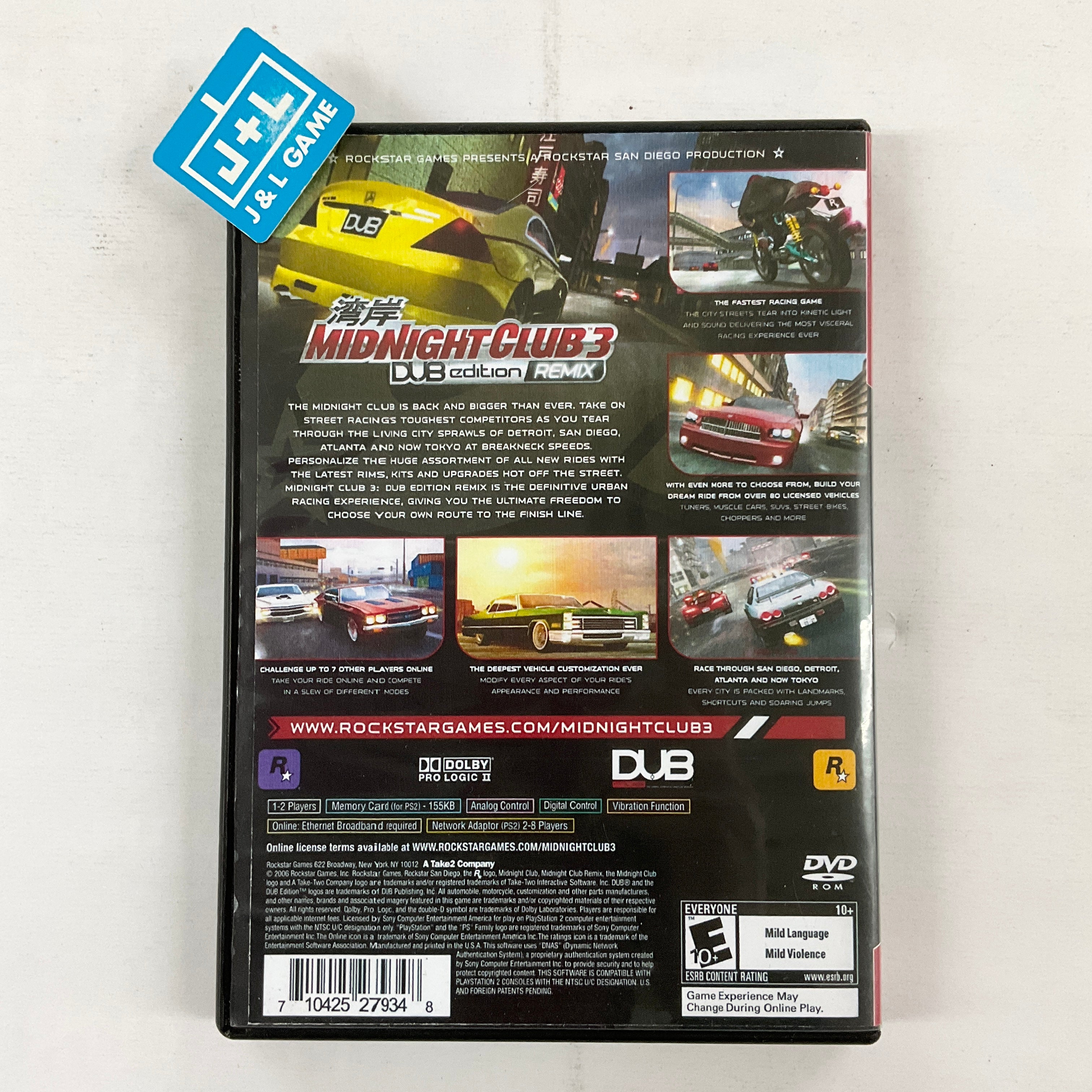 Midnight Club 3: DUB Edition Remix (Greatest Hits) - (PS2) PlayStation 2 [Pre-Owned] Video Games Rockstar Games   