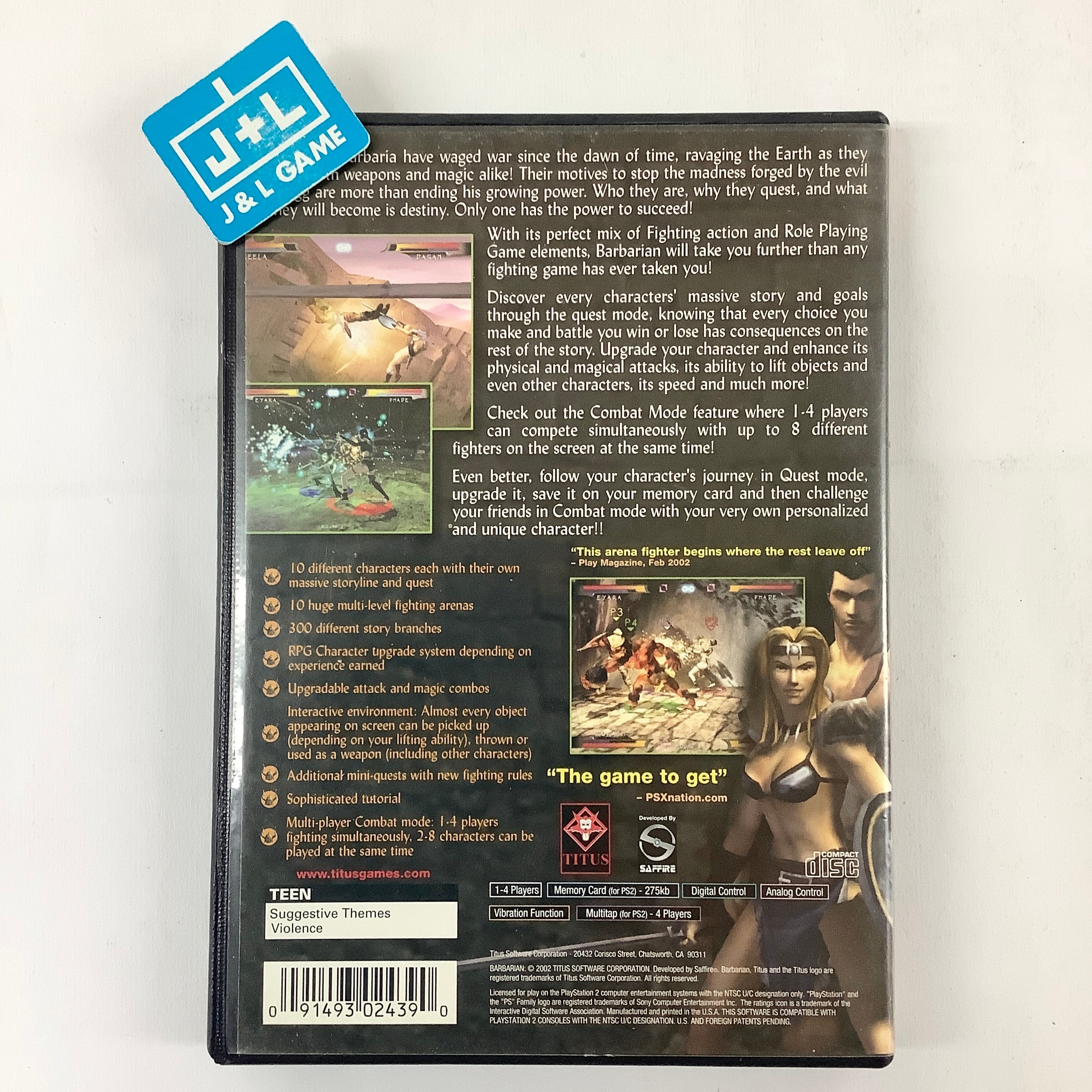 Barbarian - (PS2) PlayStation 2 [Pre-Owned] Video Games Titus Software   