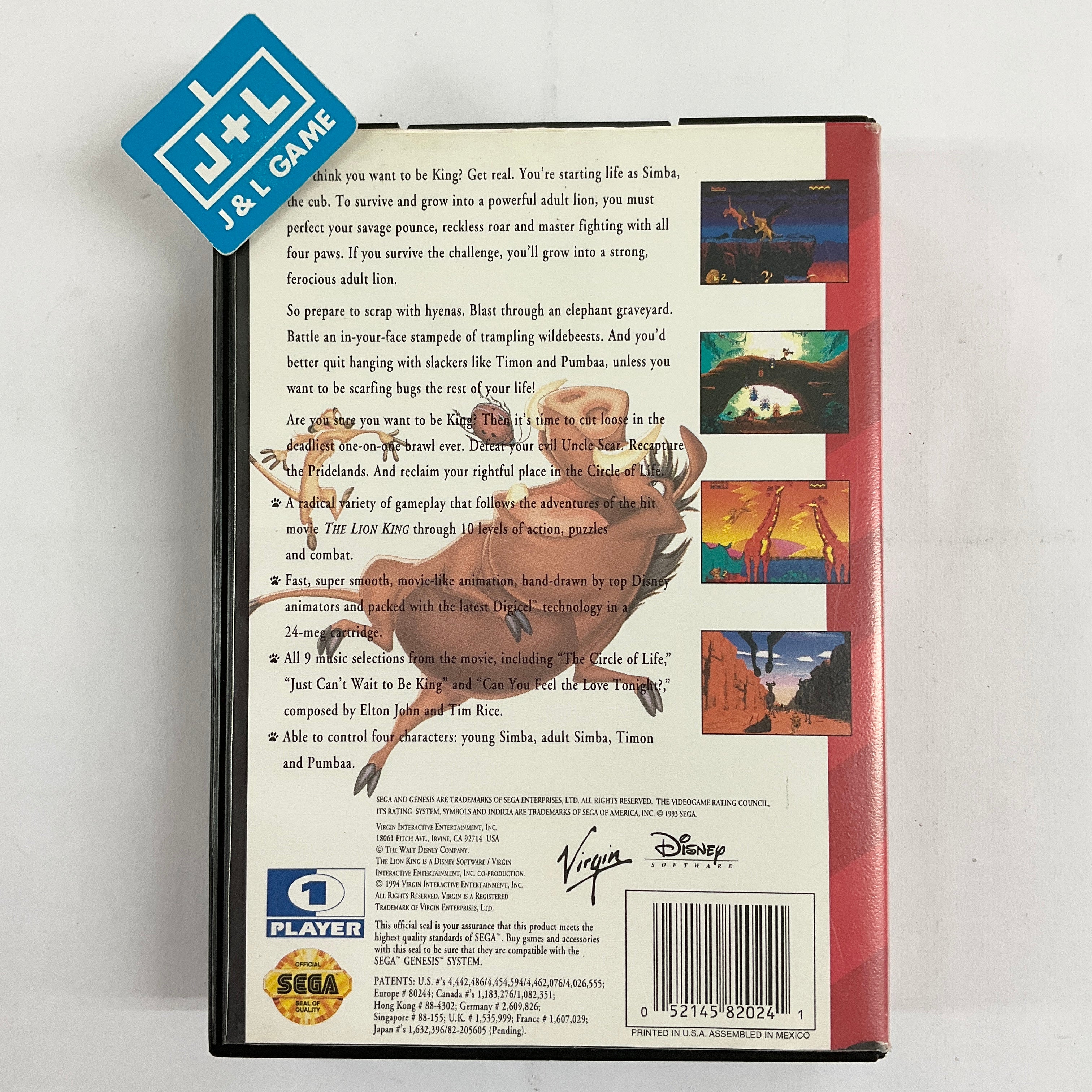 The Lion King - (SG) SEGA Genesis [Pre-Owned] Video Games Virgin Interactive   
