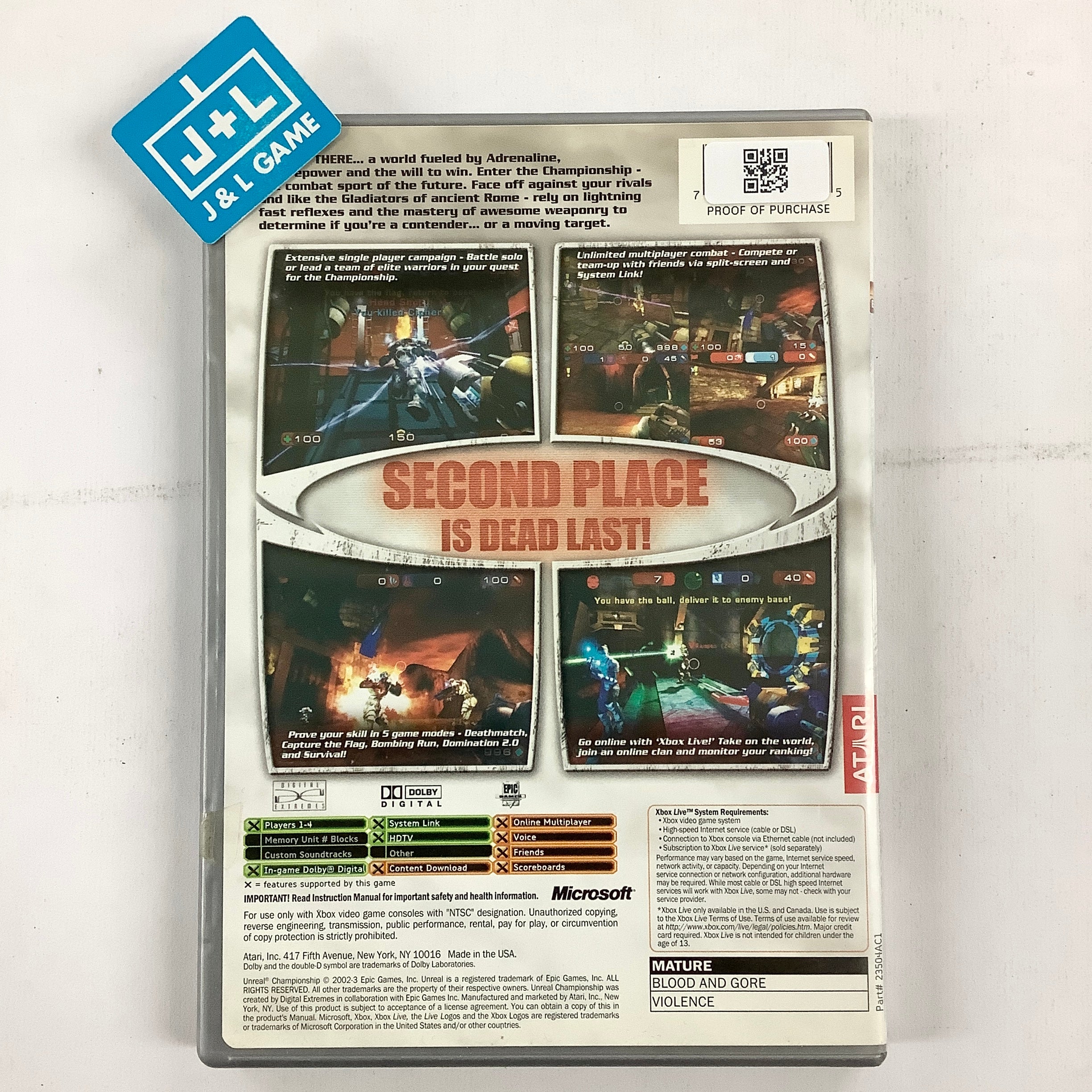 Unreal Championship (Platinum Hits) - (XB) Xbox [Pre-Owned] Video Games Atari SA   