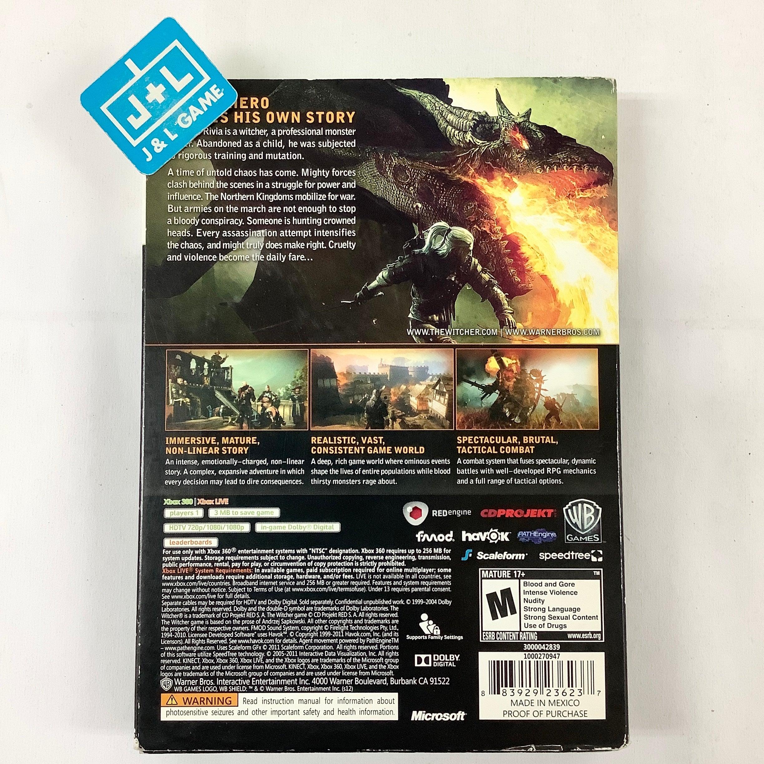 The Witcher 2: Assassins of Kings (Enhanced Edition) - Xbox 360 [Pre-Owned] Video Games Warner Bros. Interactive Entertainment   