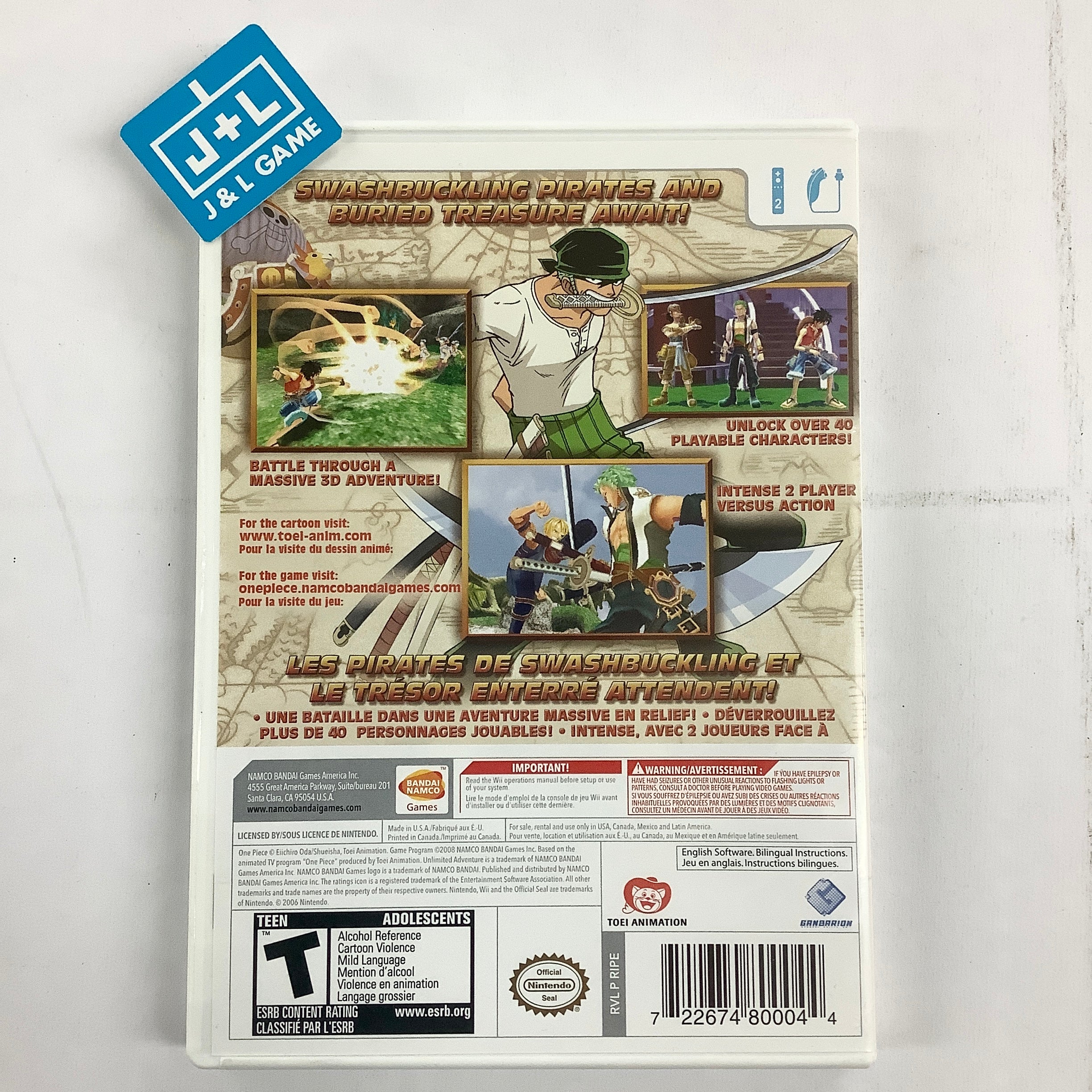 One Piece: Unlimited Adventure - Nintendo Wii [Pre-Owned] Video Games Namco Bandai Games   
