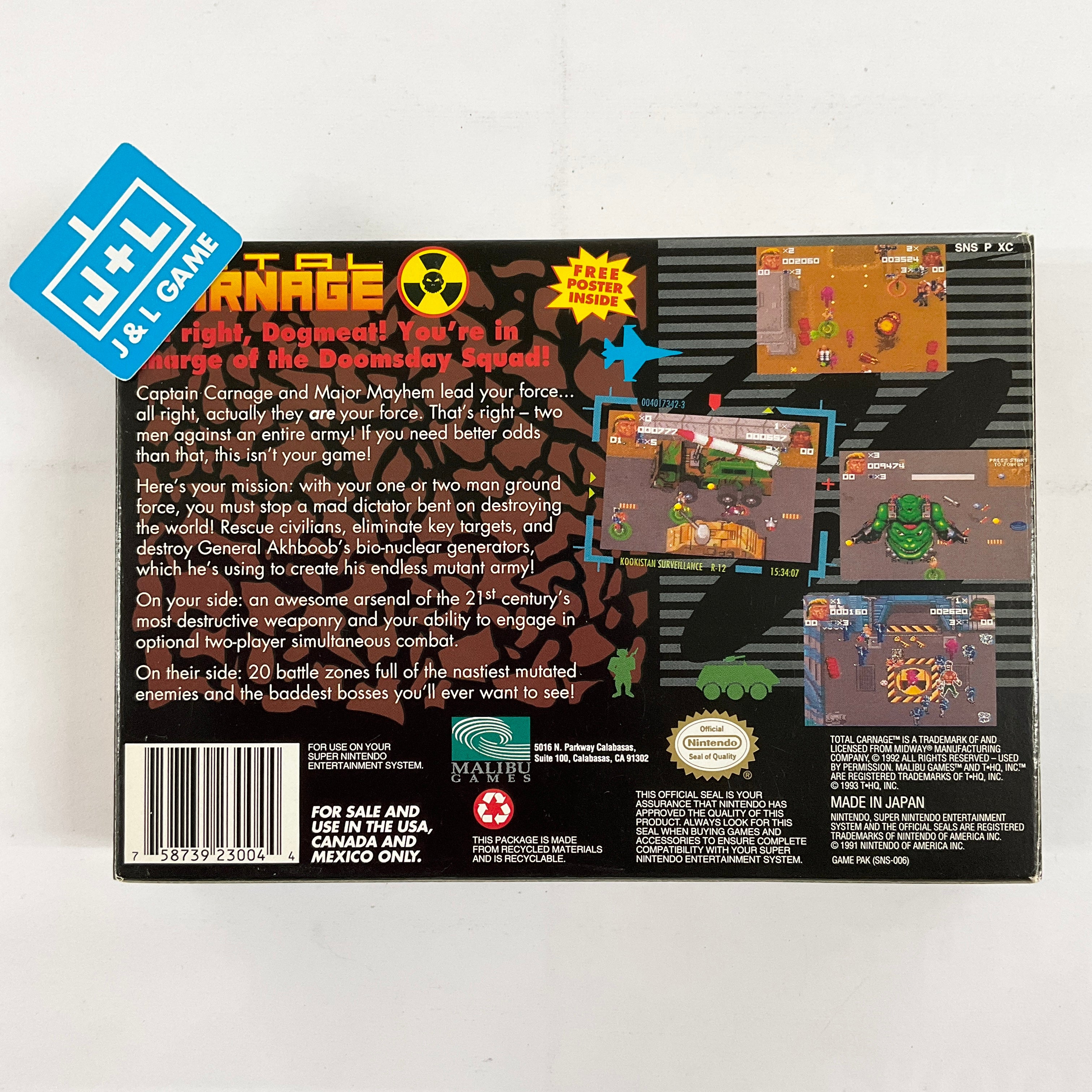Total Carnage - (SNES) Super Nintendo [Pre-Owned] Video Games Malibu   