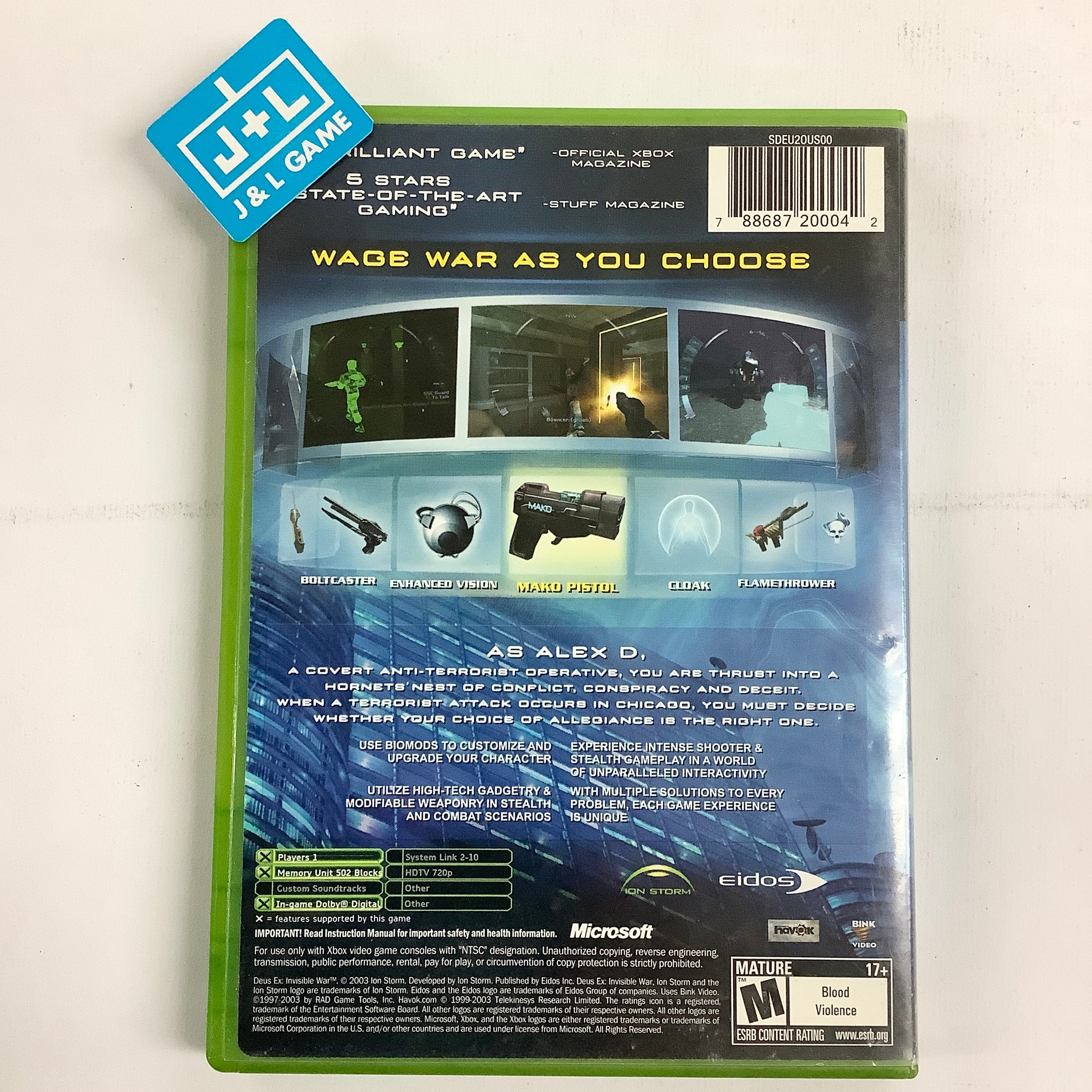 Deus Ex: Invisible War - (XB) Xbox [Pre-Owned] Video Games Eidos Interactive   