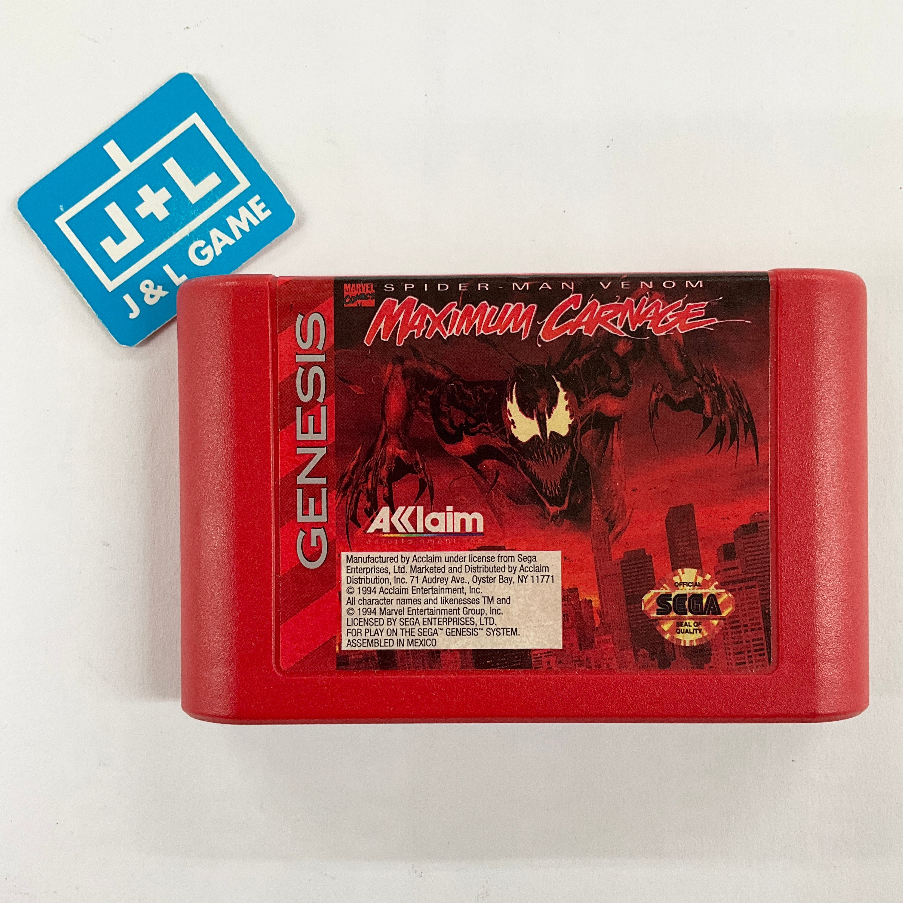 Spider-Man & Venom: Maximum Carnage (Red Cartridge) - SEGA Genesis [Pre-Owned] Video Games Acclaim   