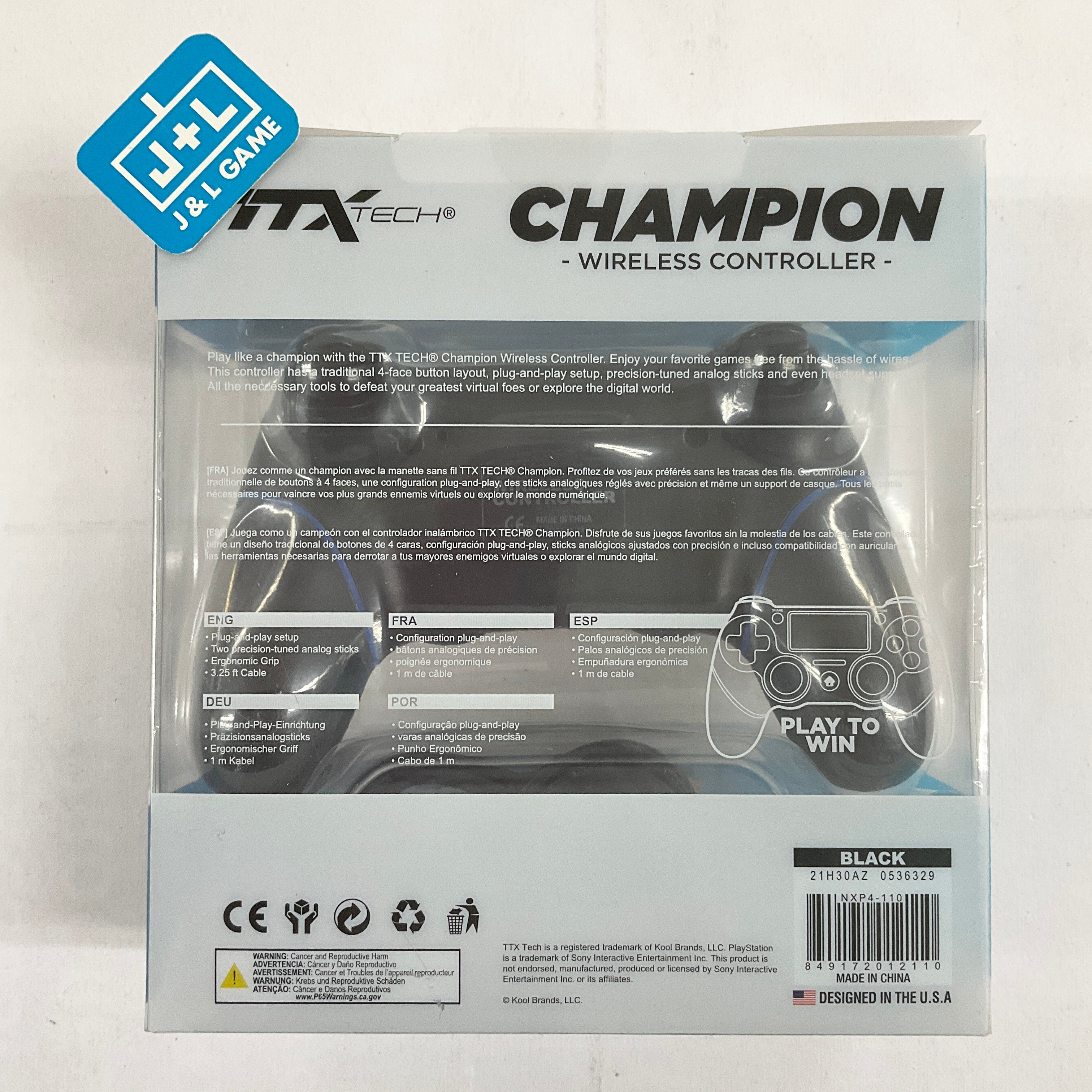 TTX Playstation 4 Champion Wireless Controller (Black) - (PS4) Playstation 4 Accessories TTX Tech   