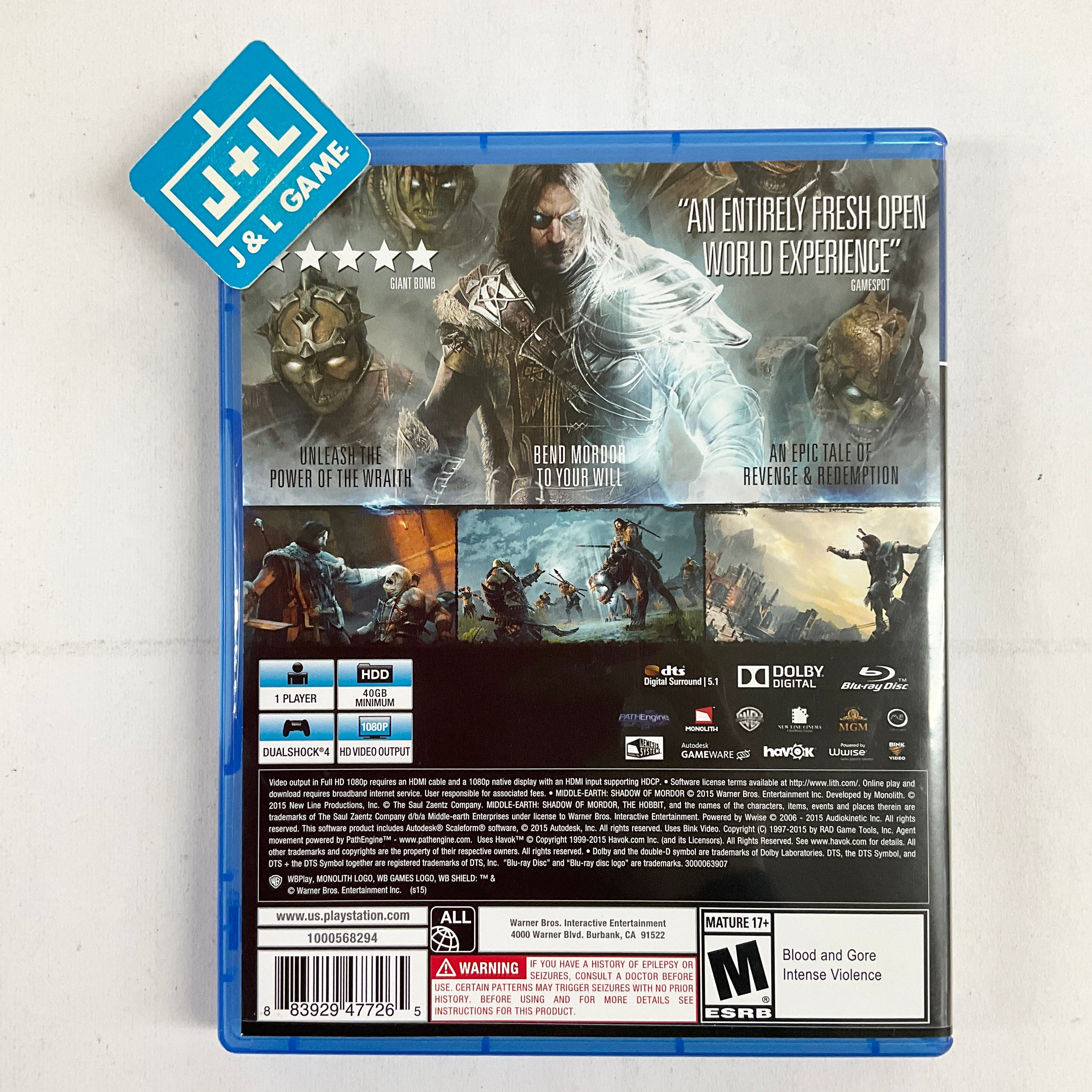 Middle-Earth: Shadow of Mordor (Game of the Year Edition) - (PS4) PlayStation 4 [Pre-Owned] Video Games Warner Bros. Interactive Entertainment